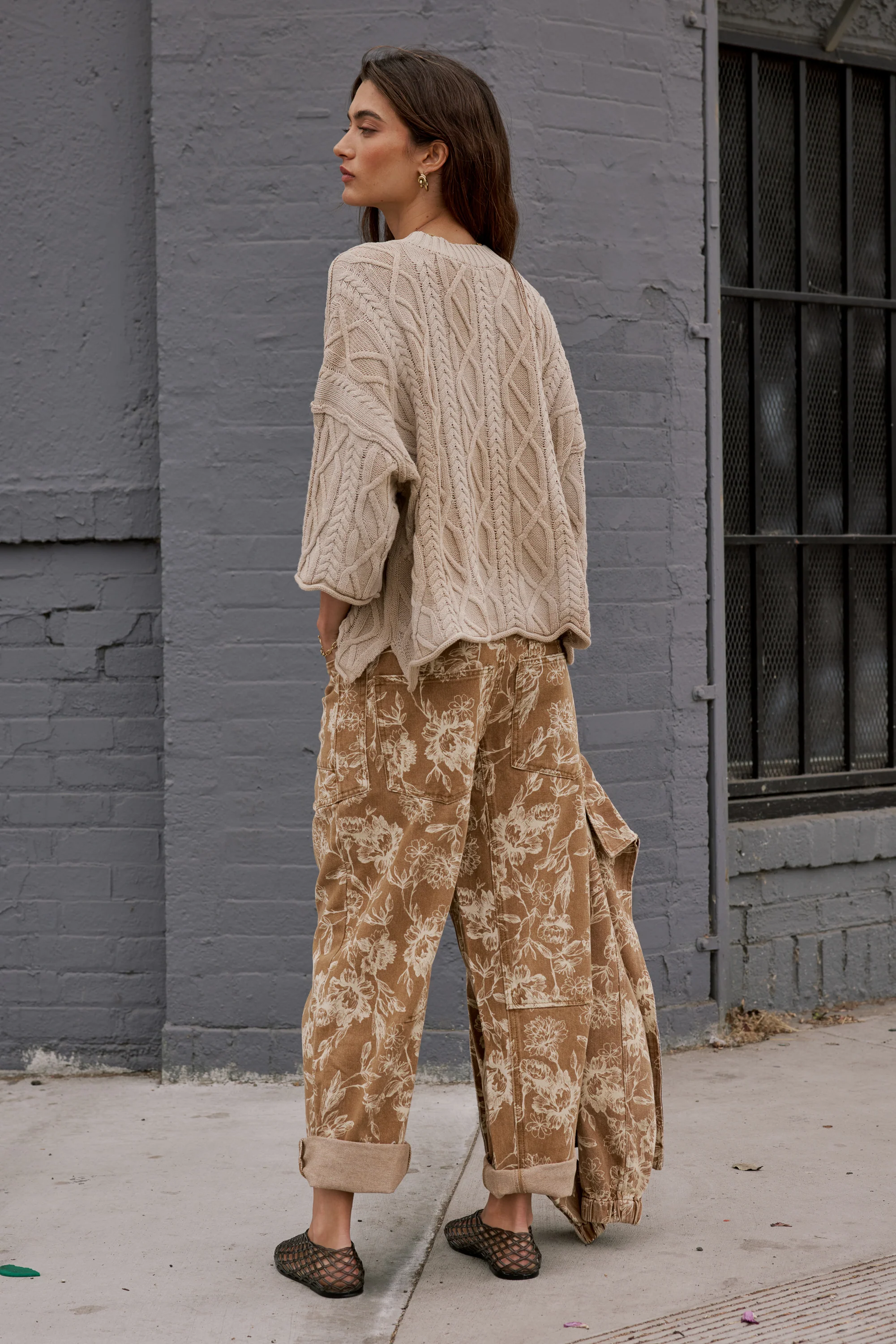 Raegan Cable Knit Sweater in Tan - Image 6