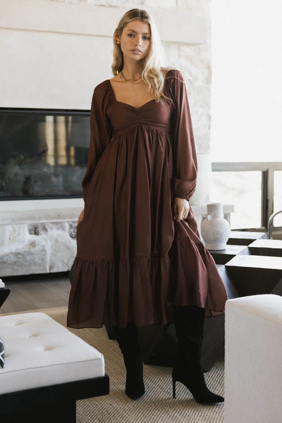 Rael Midi Dress in Brown - FINAL SALE - Image 2