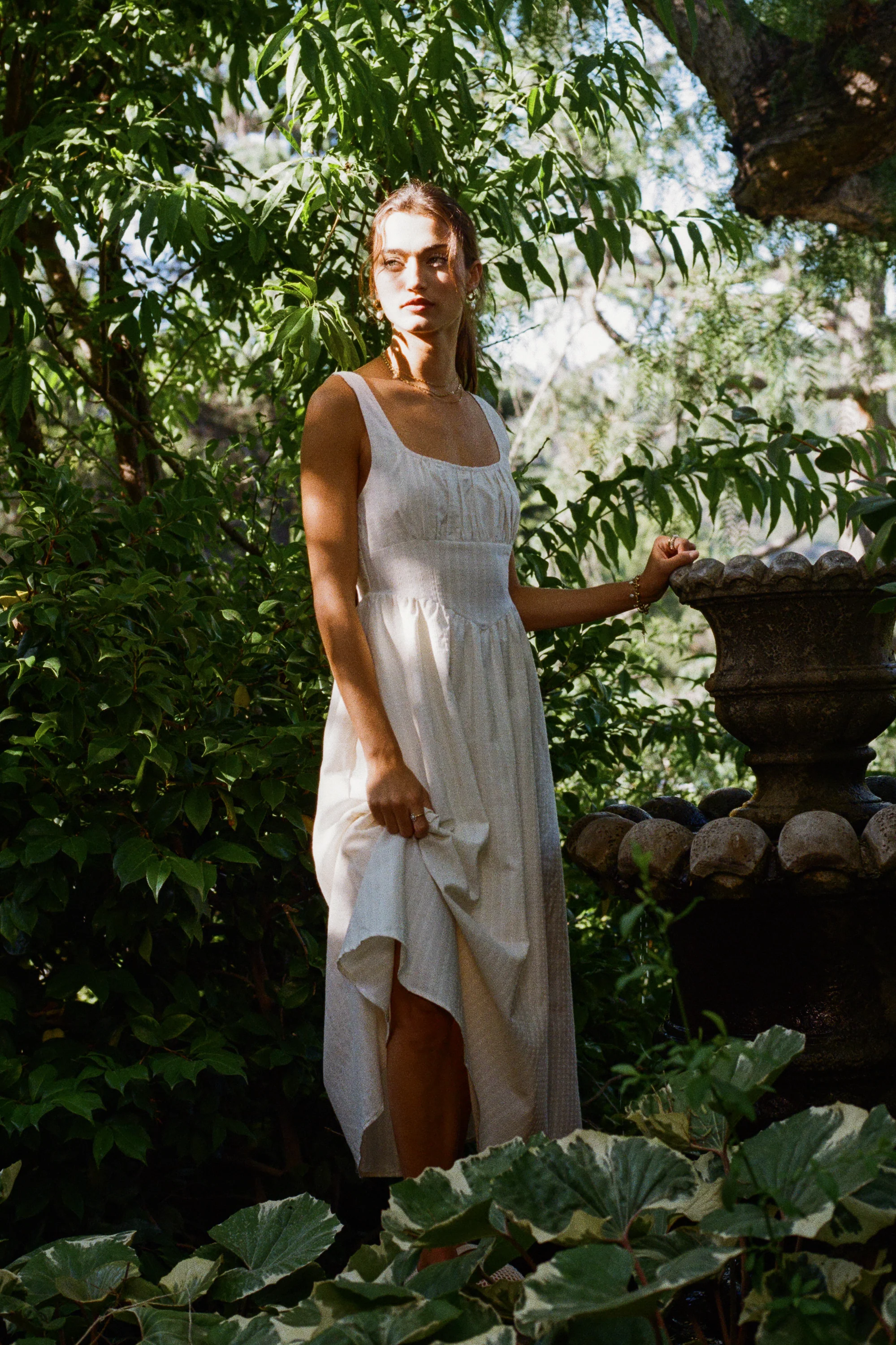 Raven Striped Midi Dress in Natural - FINAL SALE - Image 3