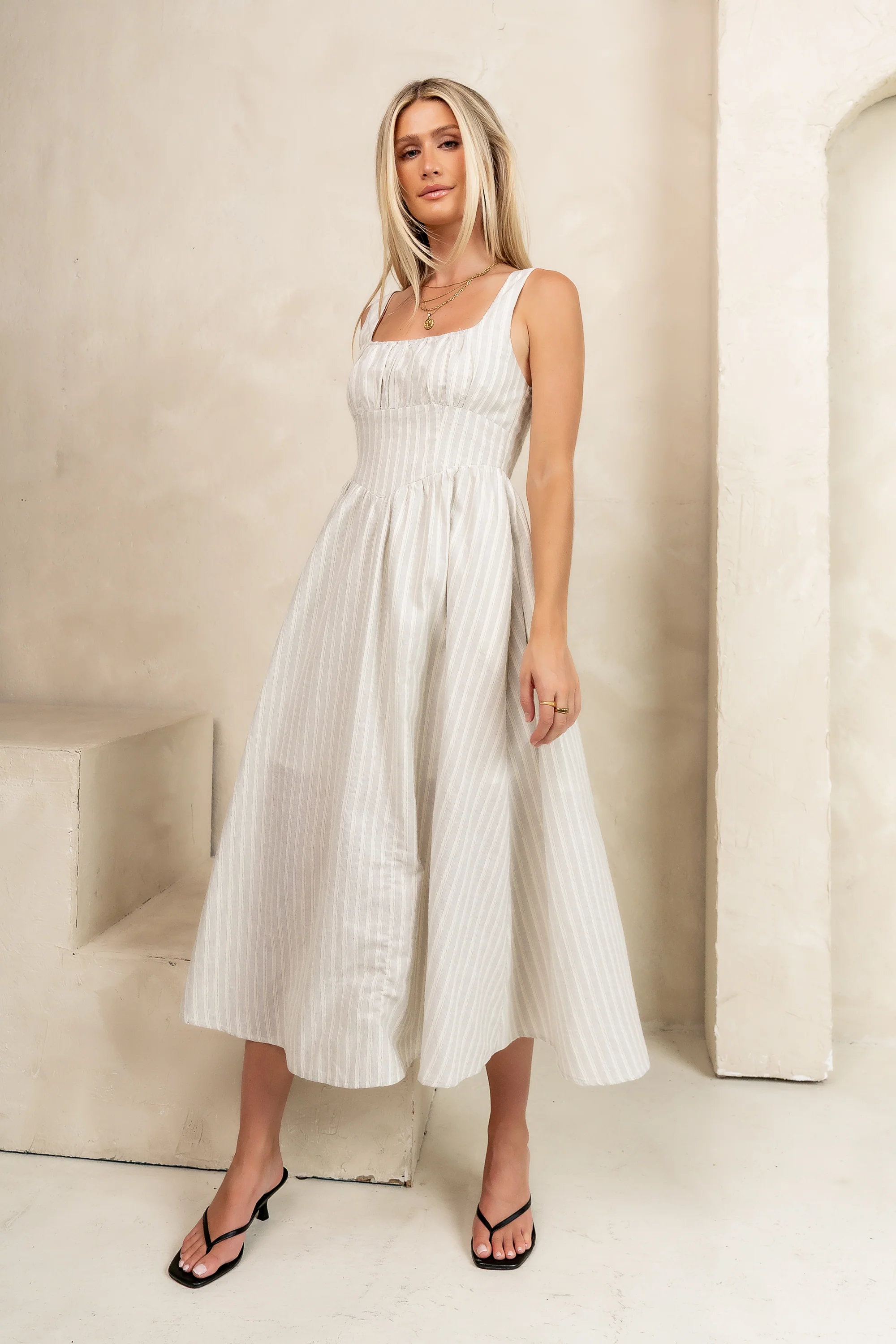 Raven Striped Midi Dress in Black - FINAL SALE - Image 6