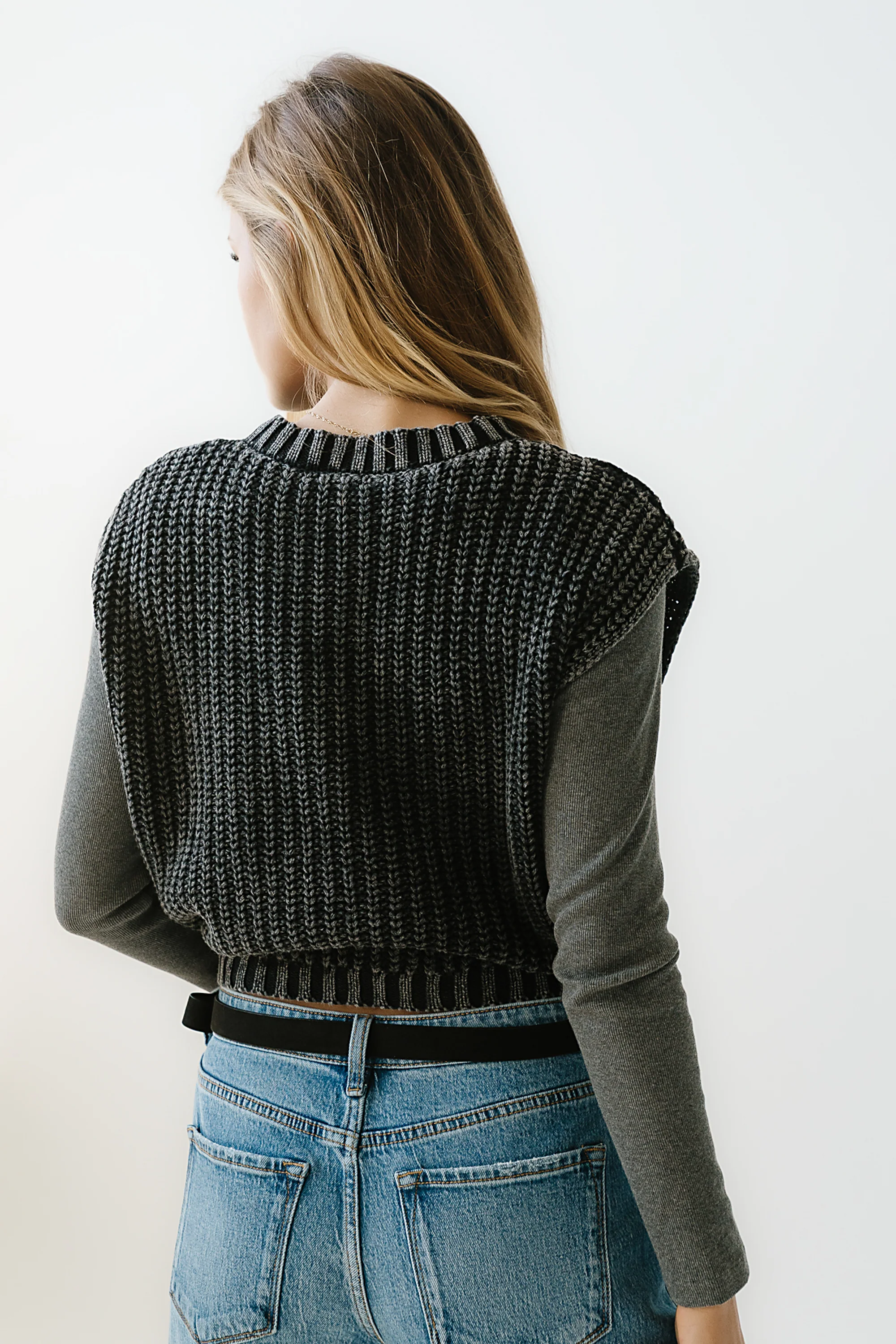 Rebecca Cable Knit Vest in Charcoal - FINAL SALE - Image 5