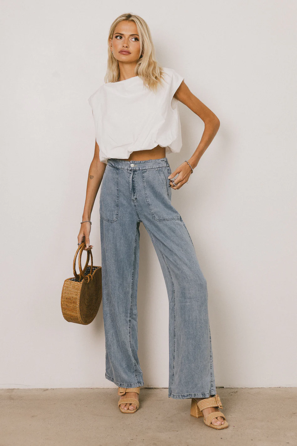 Reece Wide Leg Pants in Blue - Image 2