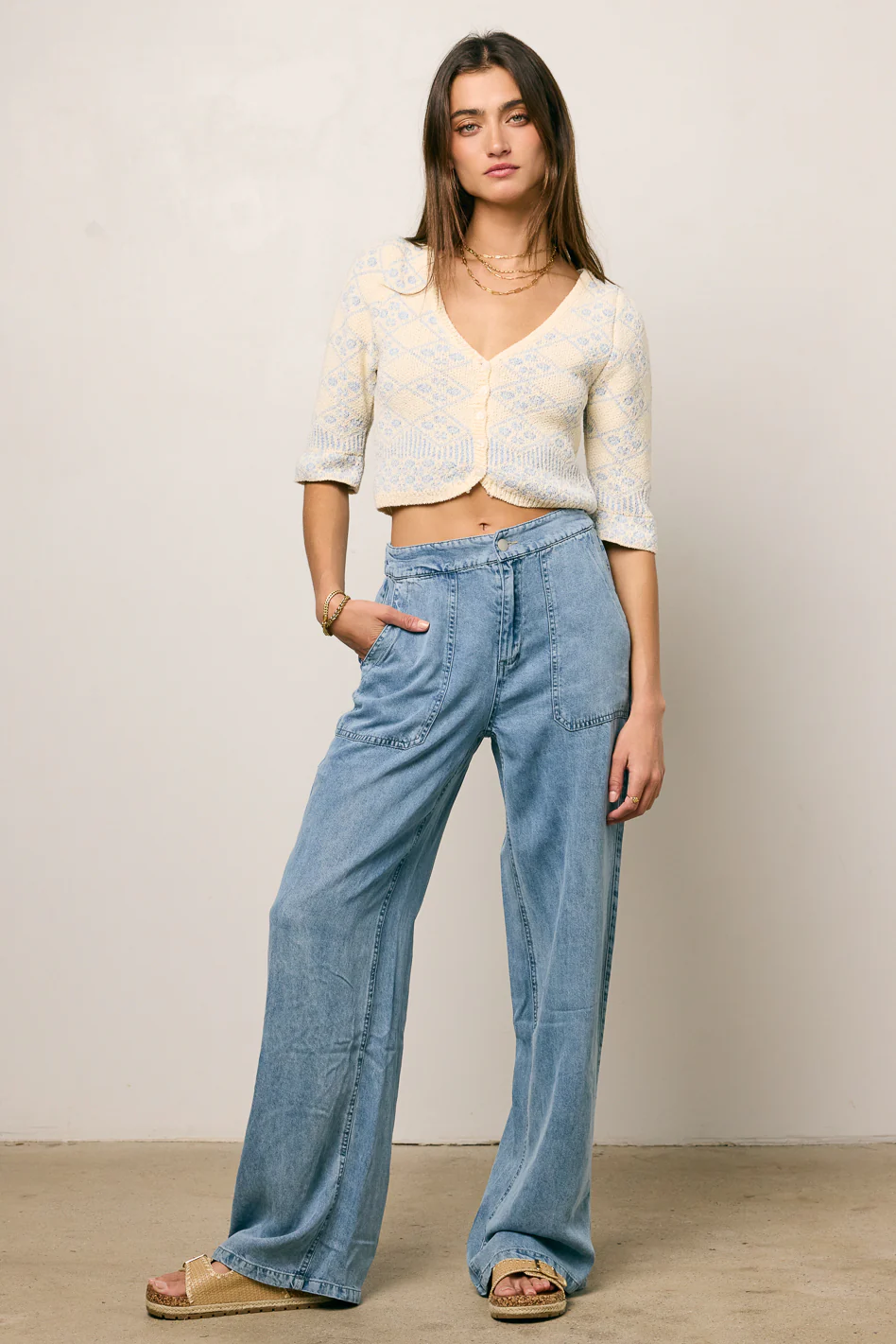 Reece Wide Leg Pants in Blue - Image 3