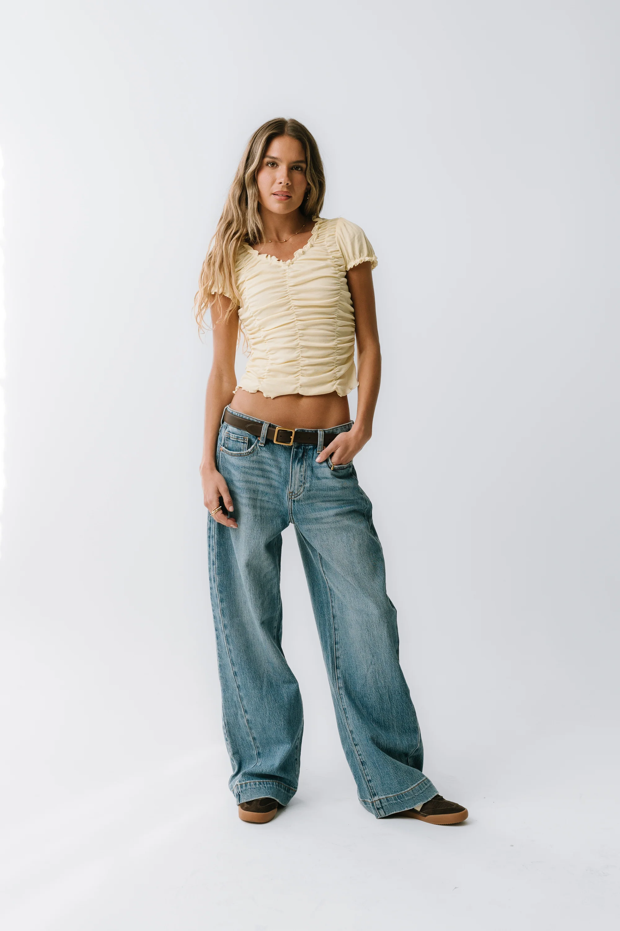 Regan Ruched Top in Yellow - FINAL SALE - Image 2