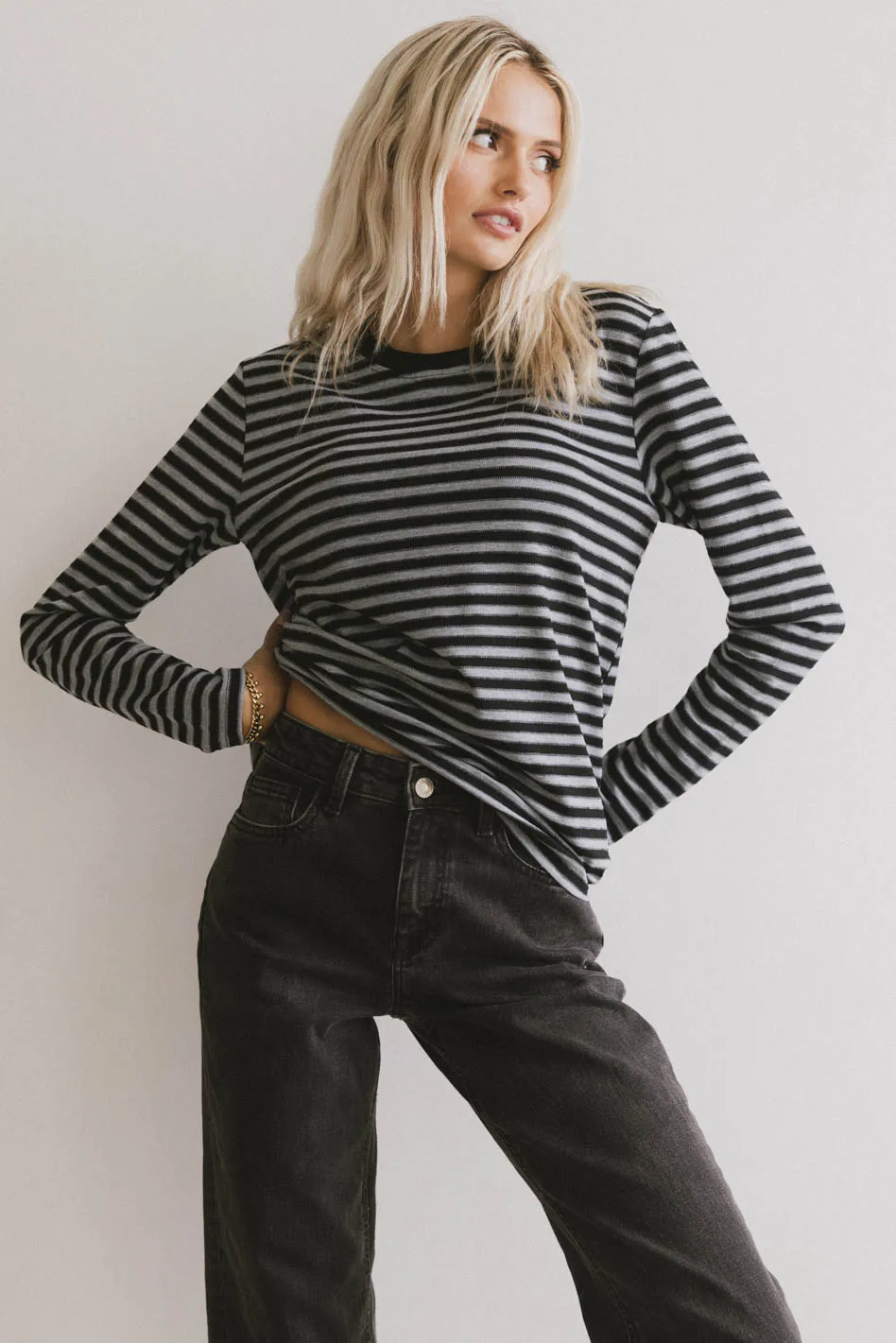 Reggie Striped Top in Grey - FINAL SALE