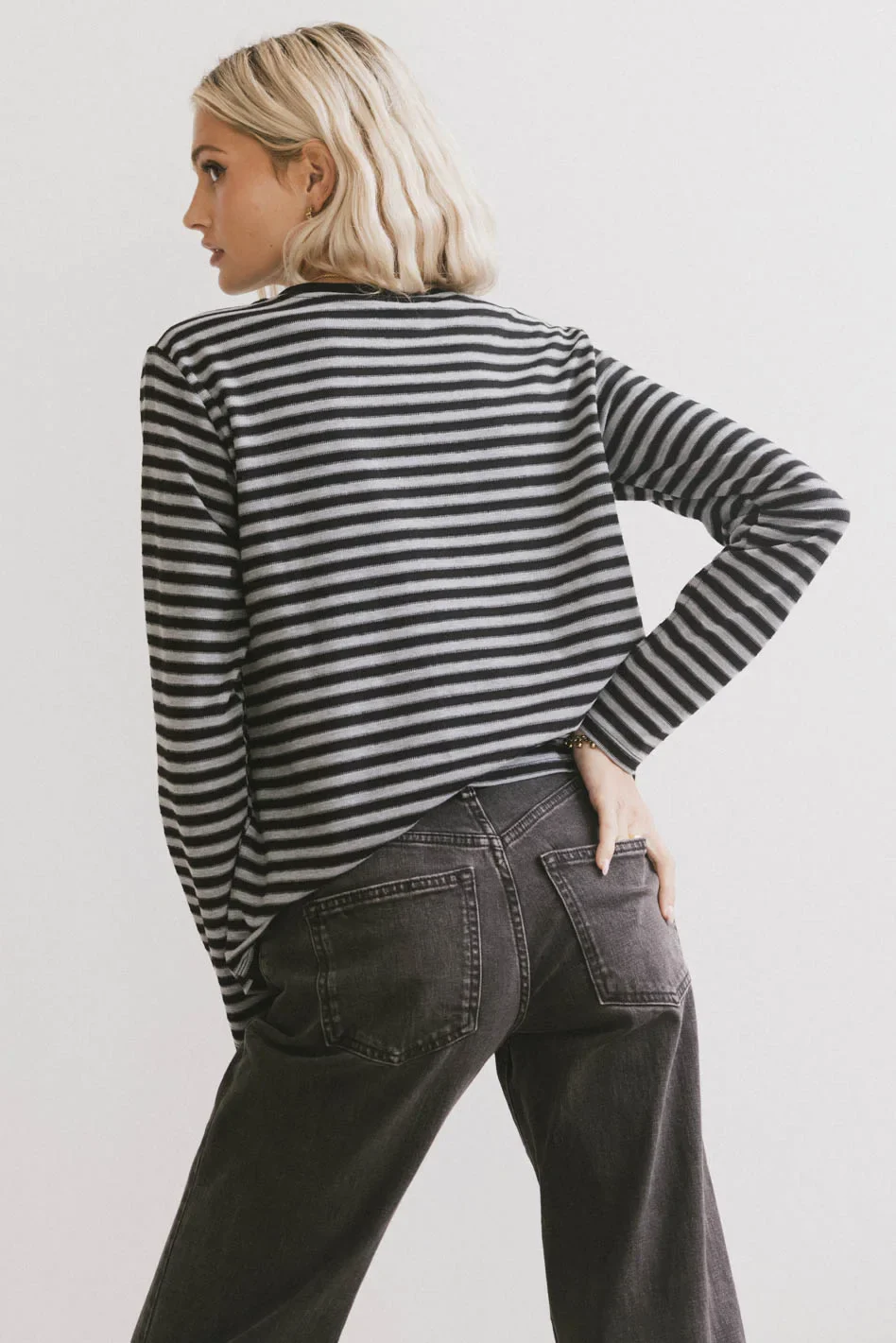 Reggie Striped Top in Grey - FINAL SALE - Image 4
