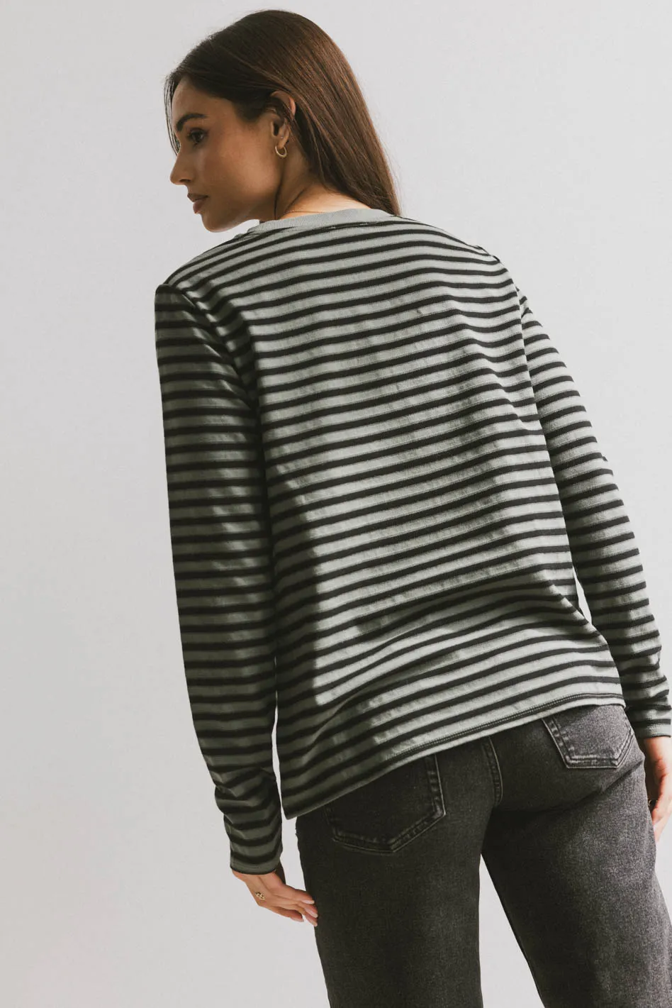 Reggie Striped Top in Olive and Black - FINAL SALE - Image 2