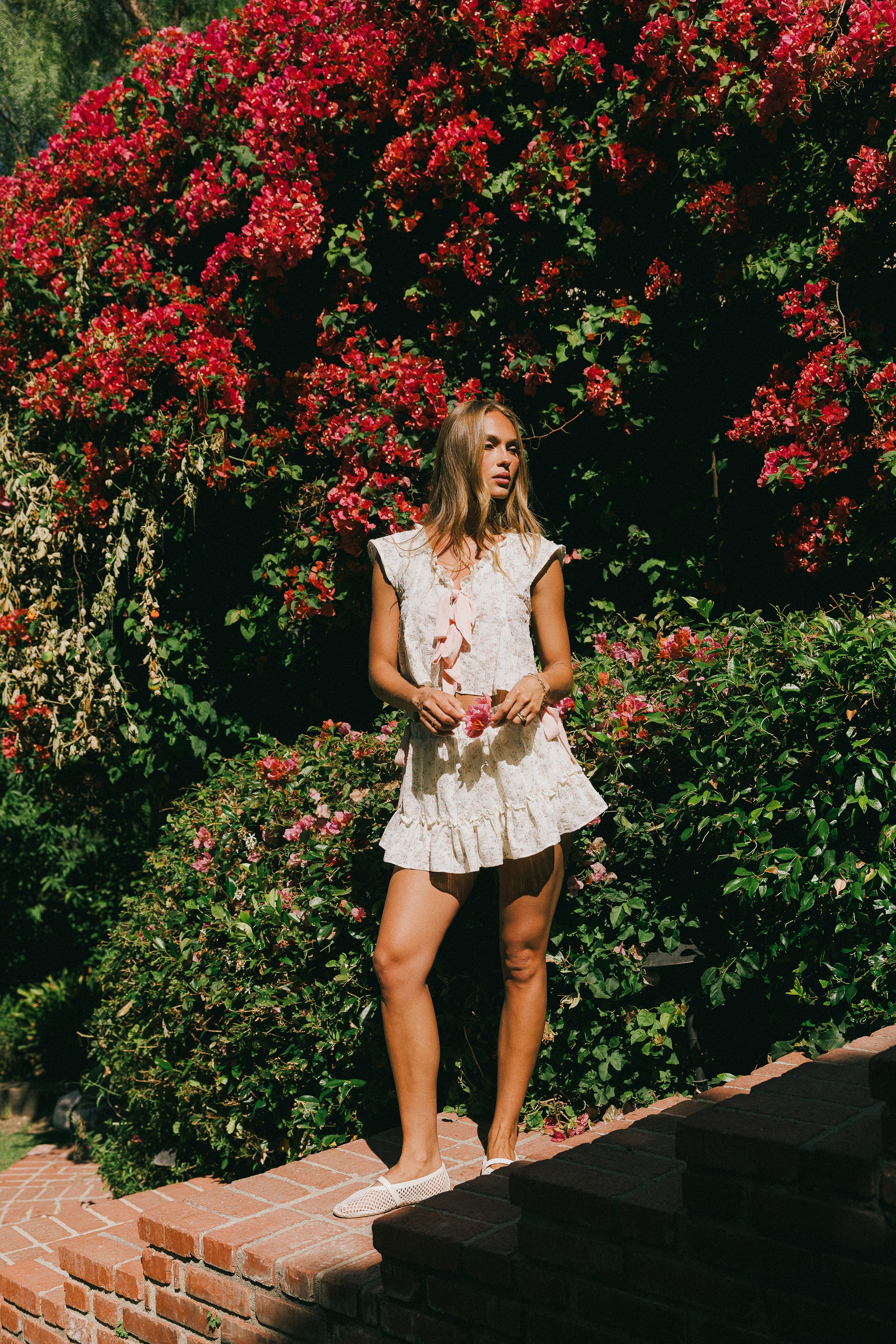 Regina Floral Mini Skirt in Blush - FINAL SALE - Image 3