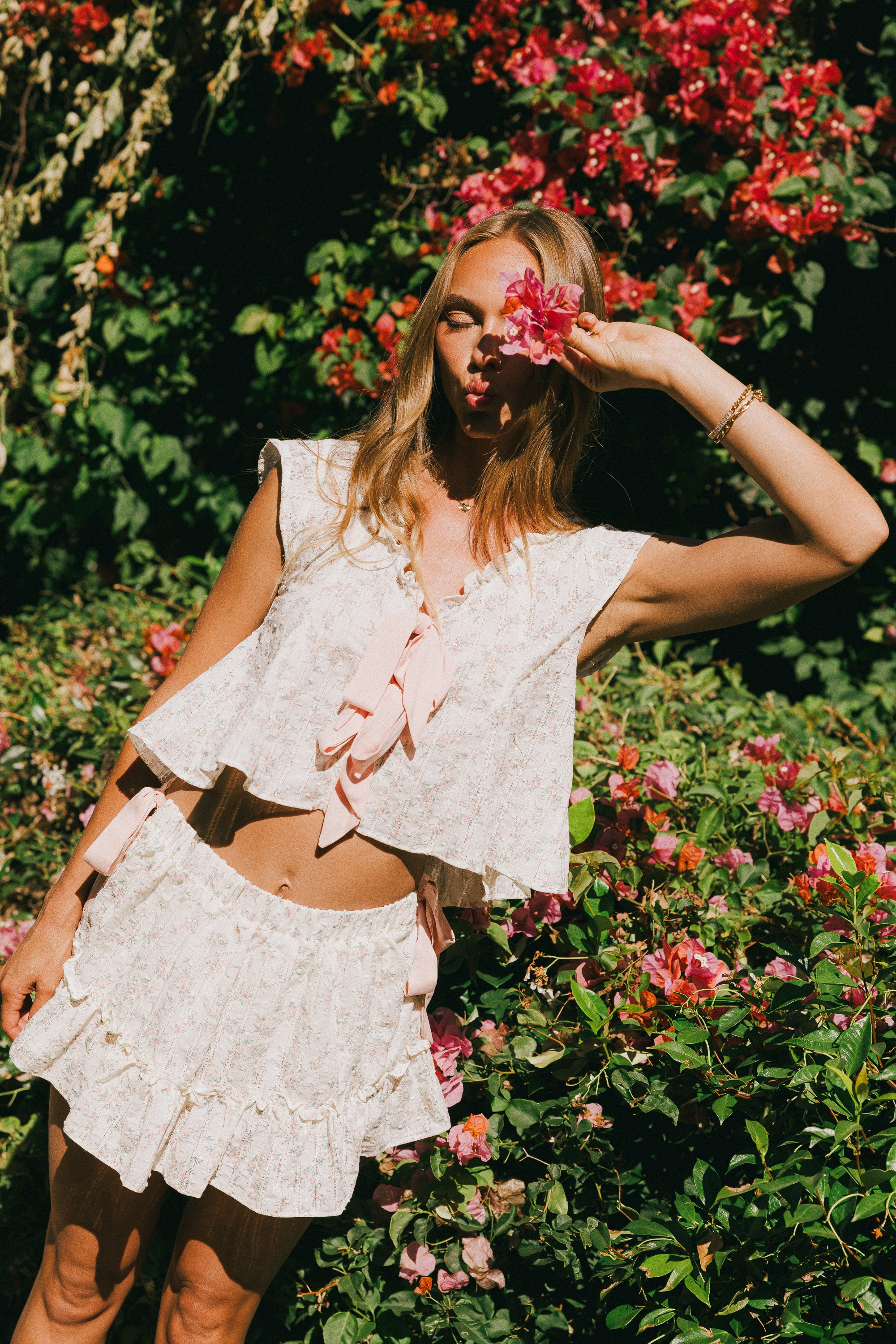 Regina Floral Mini Skirt in Blush - FINAL SALE - Image 5