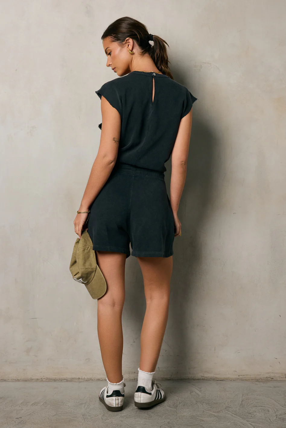 Remi Cutoff Romper in Black - FINAL SALE - Image 4