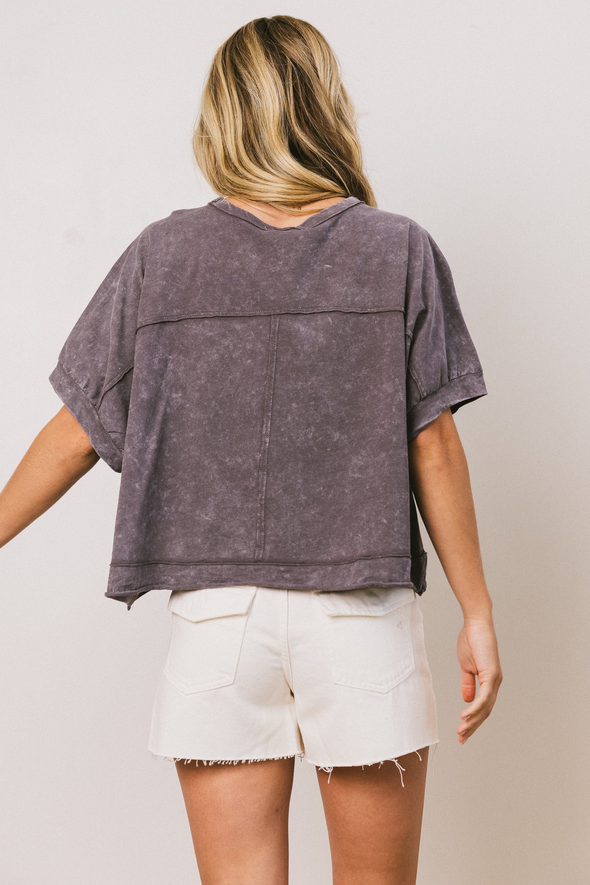 Ria Boxy Tee in Charcoal - FINAL SALE - Image 4