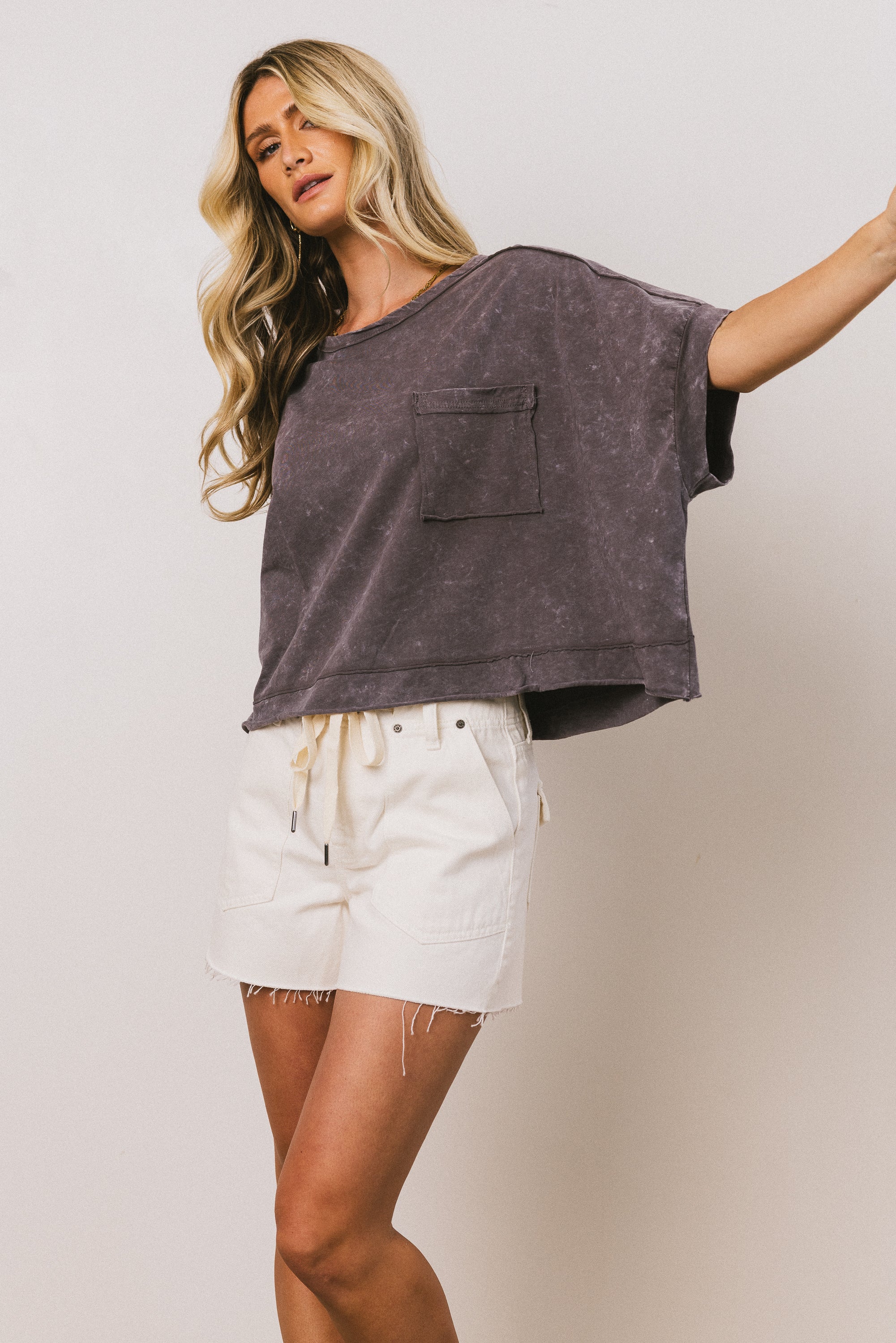 Ria Boxy Tee in Charcoal - FINAL SALE - Image 5