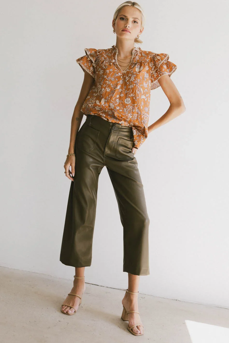 Rikki Printed Blouse in Camel - FINAL SALE - Image 2