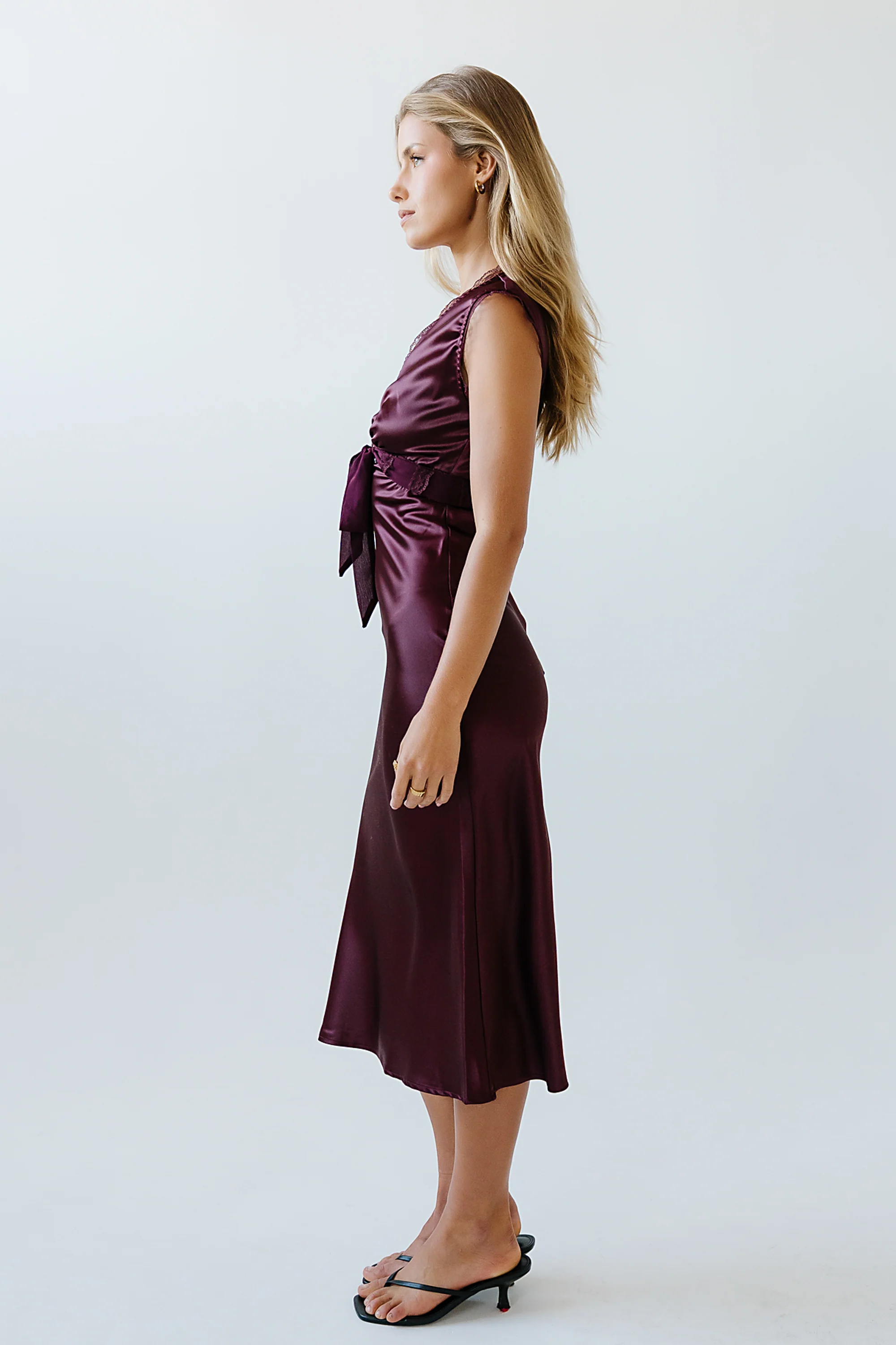 Riley Lace Trim Maxi Dress in Burgundy - FINAL SALE - Image 3