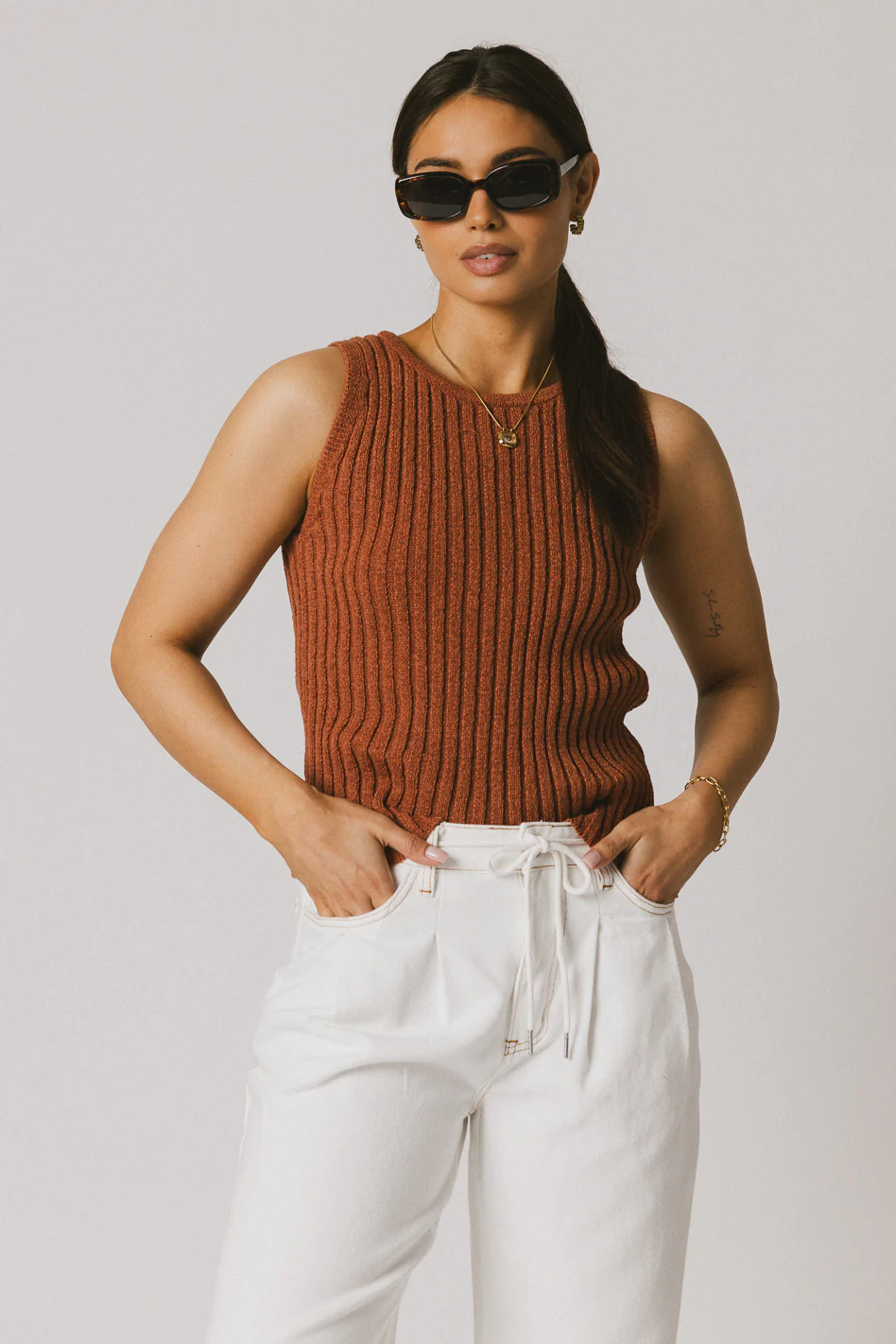 Riley Ribbed Top in Clay - FINAL SALE - Image 3