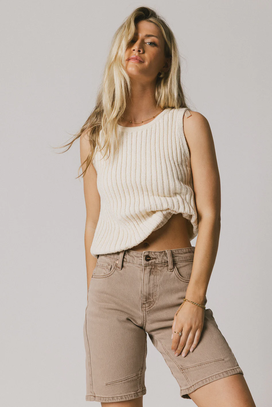 Riley Ribbed Top in Cream - FINAL SALE - Image 3