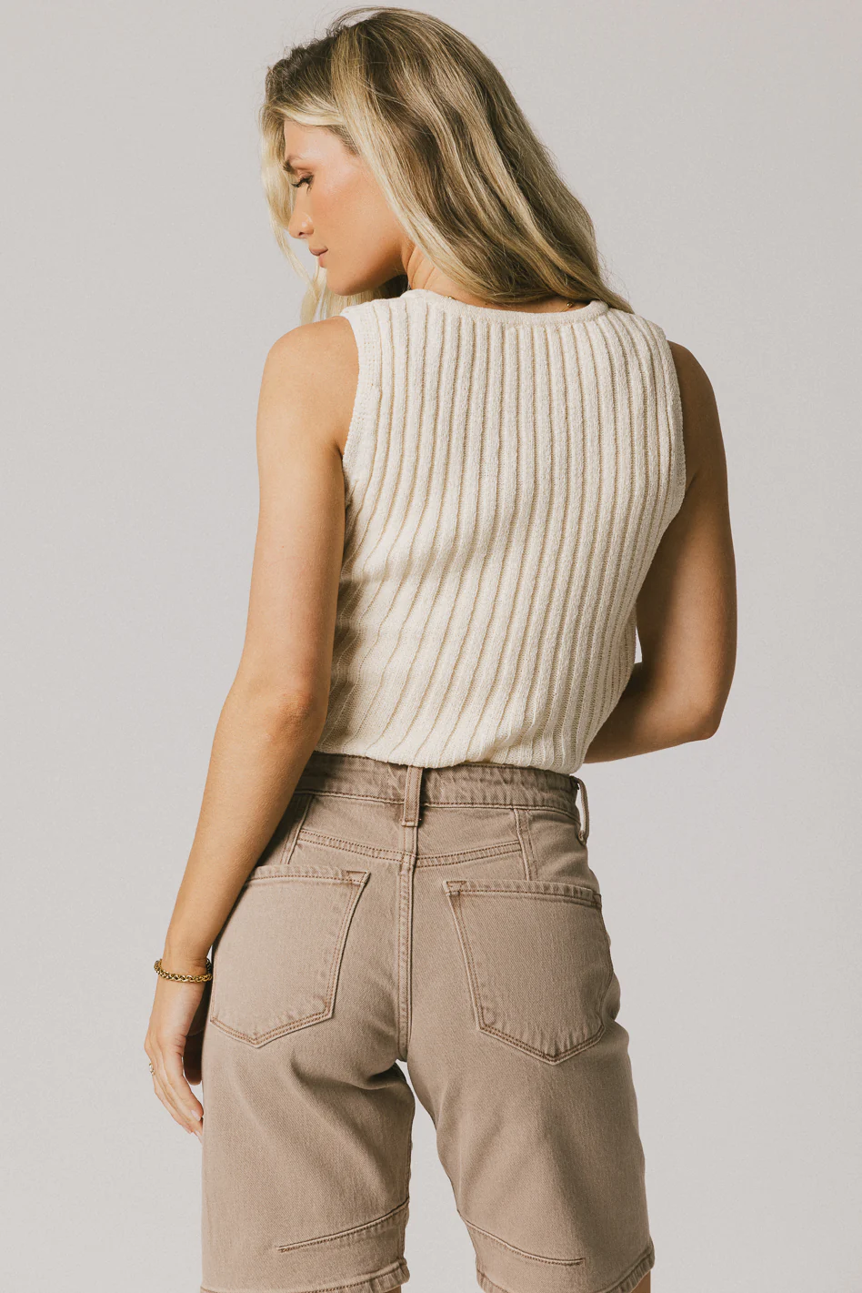 Riley Ribbed Top in Cream - FINAL SALE - Image 4