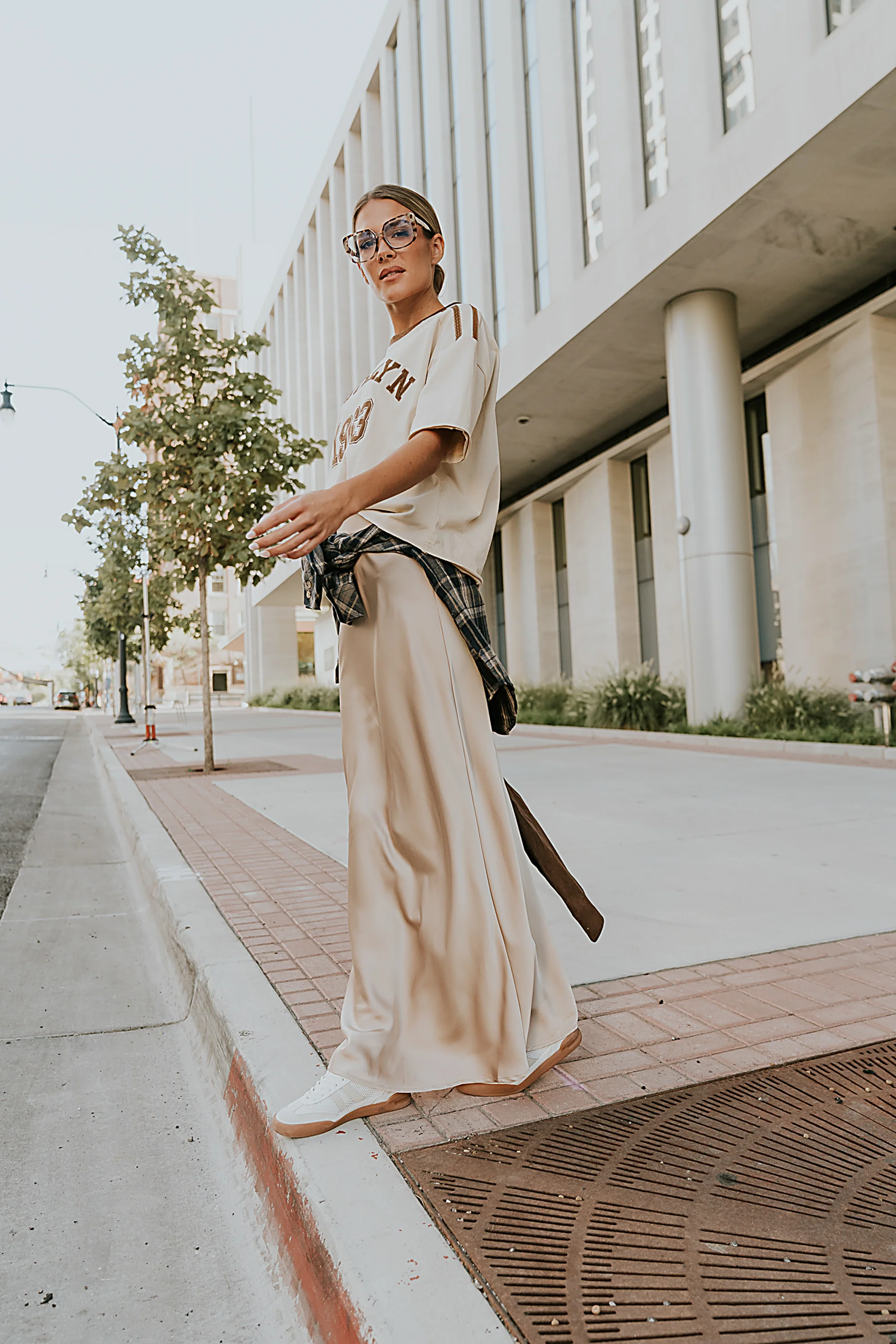 Robbin Satin Maxi Skirt in Tan - FINAL SALE - Image 7