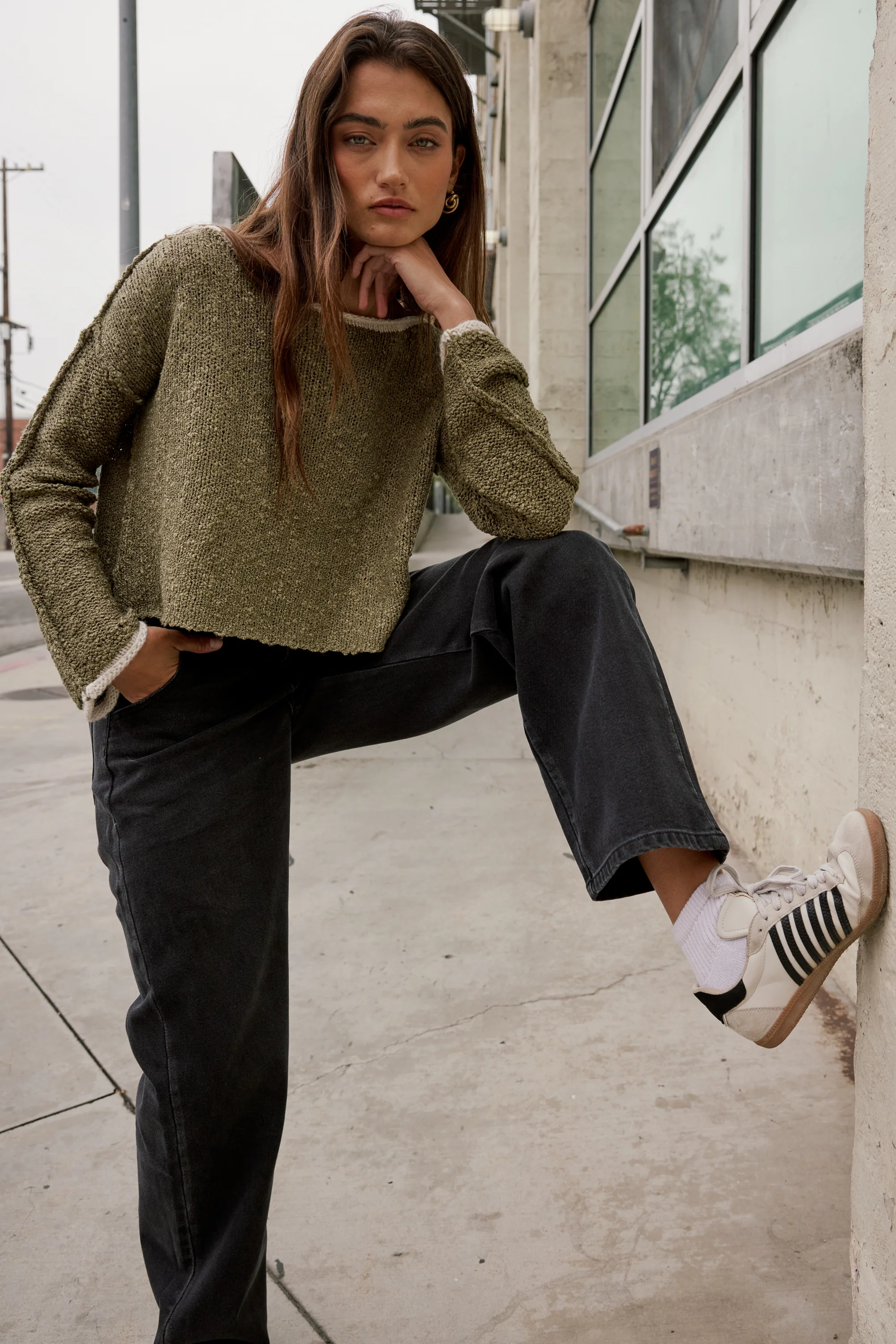 Robin Knit Sweater in Olive - FINAL SALE - Image 2