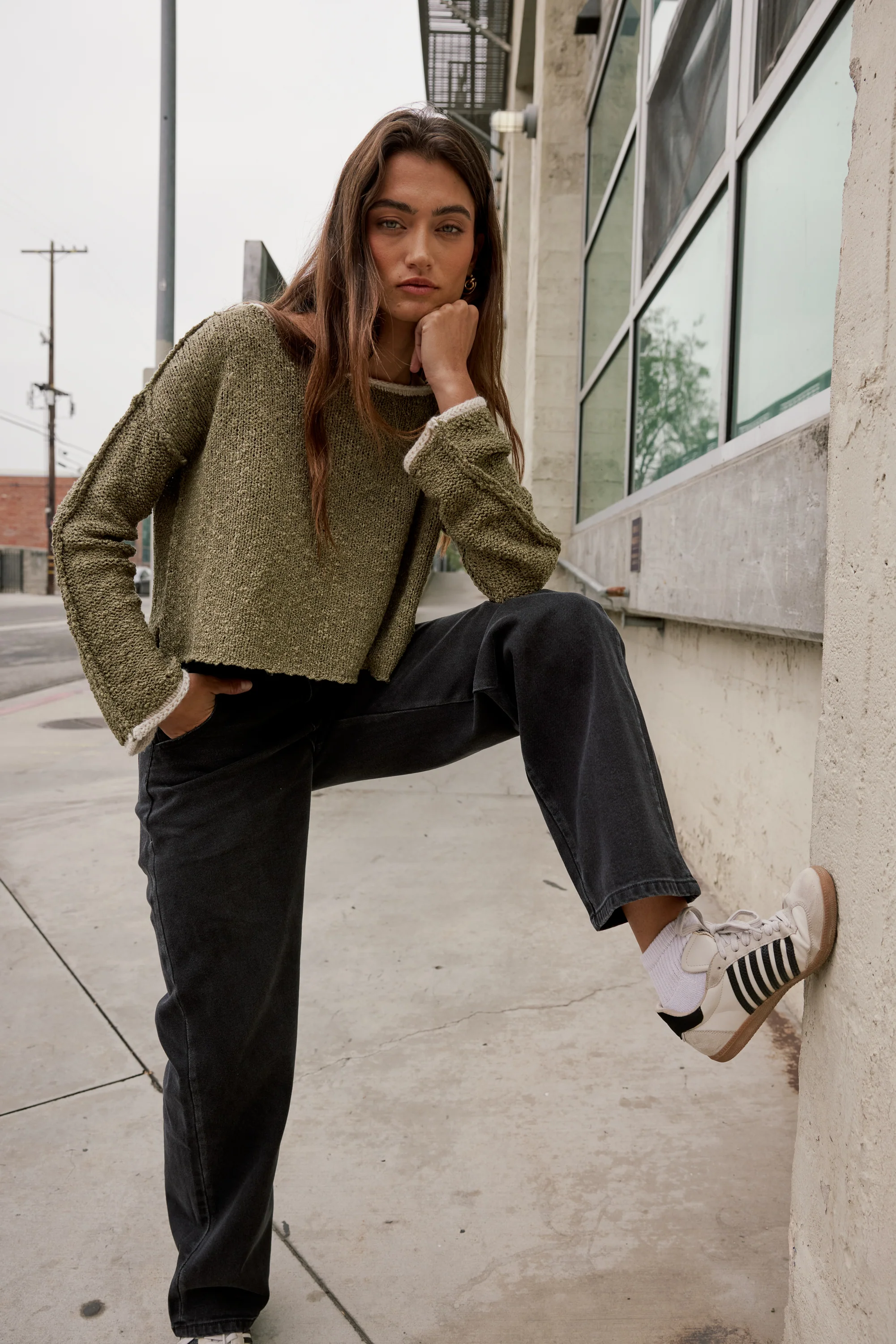 Robin Knit Sweater in Olive - FINAL SALE - Image 4