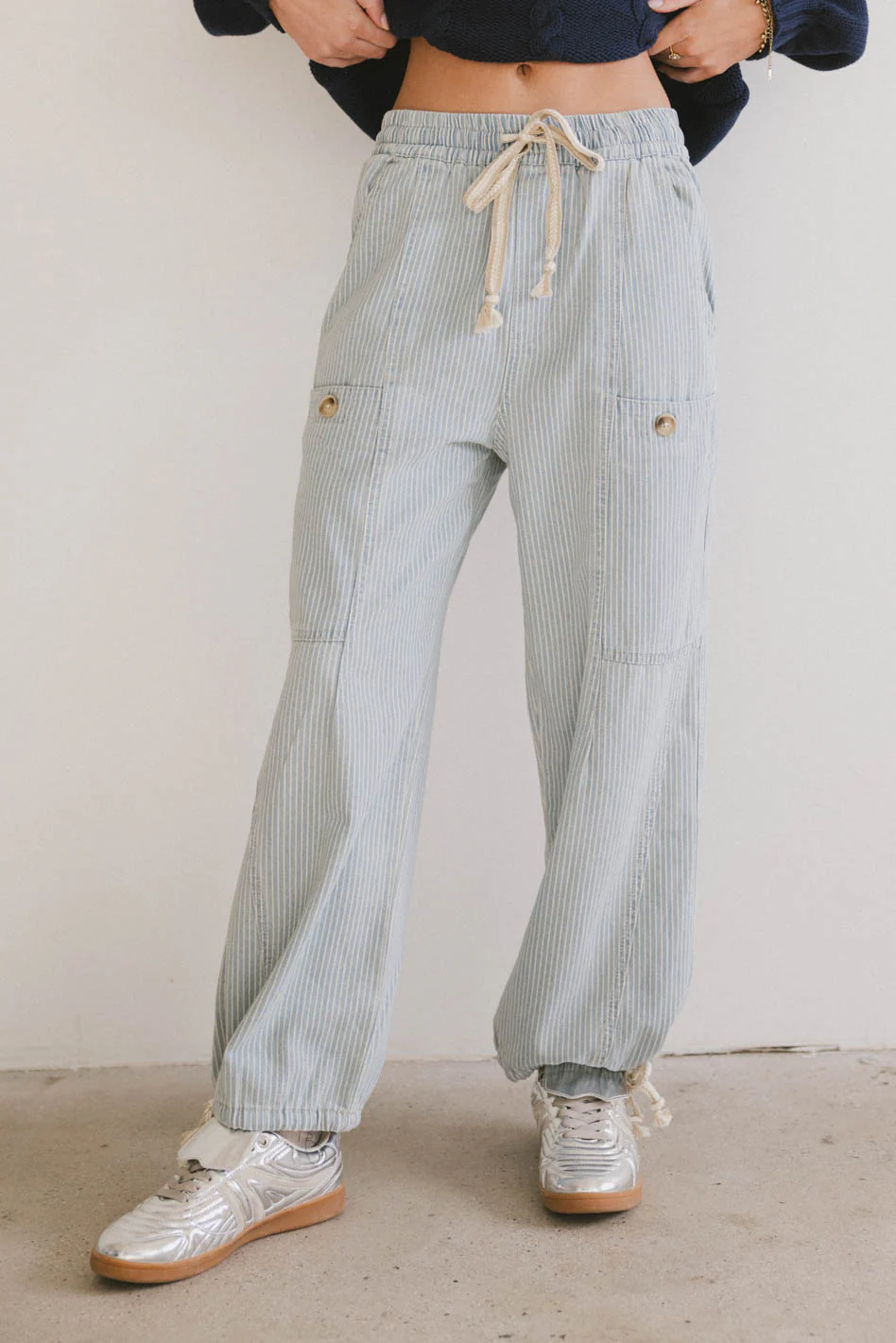 Robyn Striped Pants in Denim - FINAL SALE - Image 6