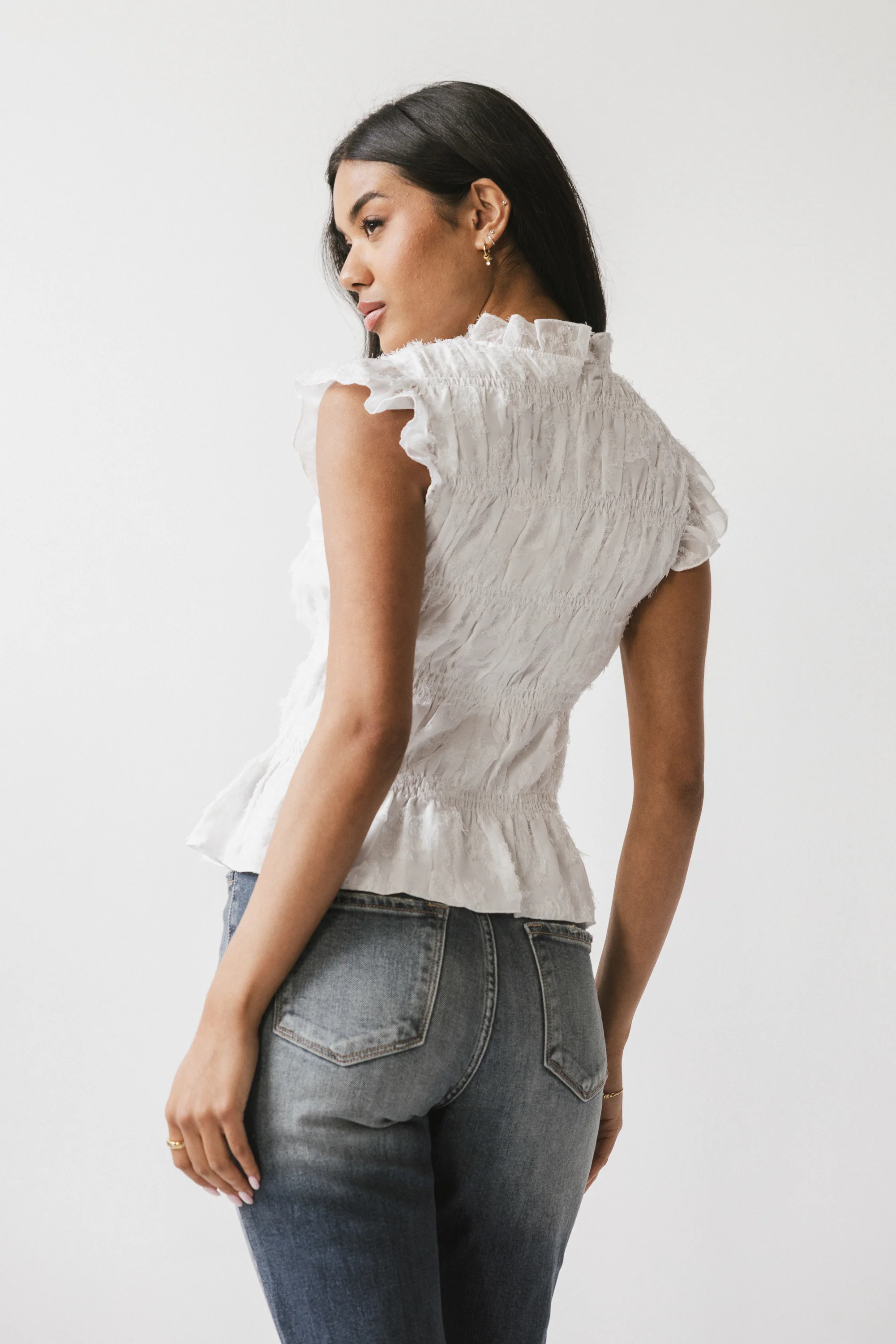Rodney Smocked Blouse in Cream - Image 5