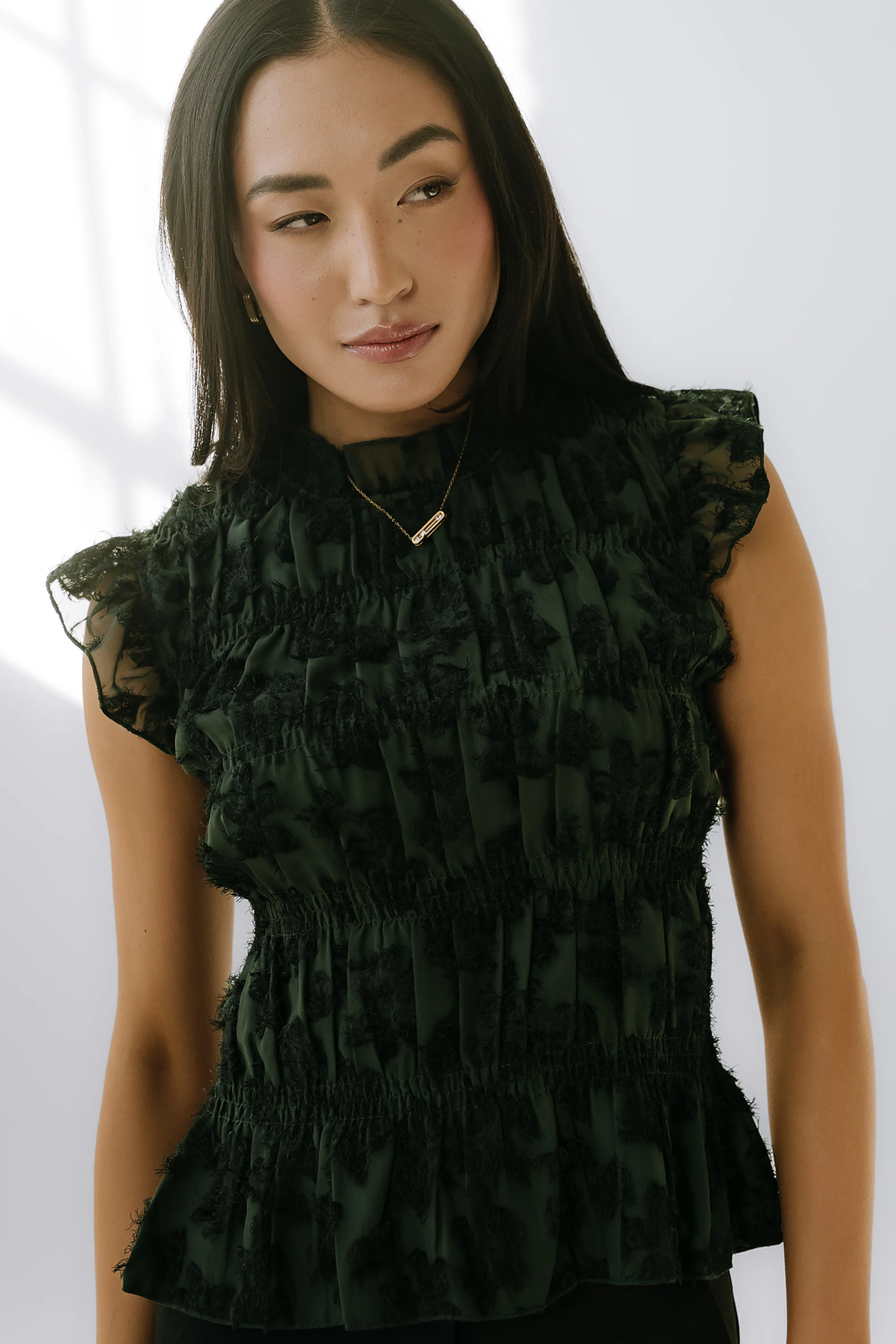 Rodney Smocked Blouse in Green - FINAL SALE - Image 2