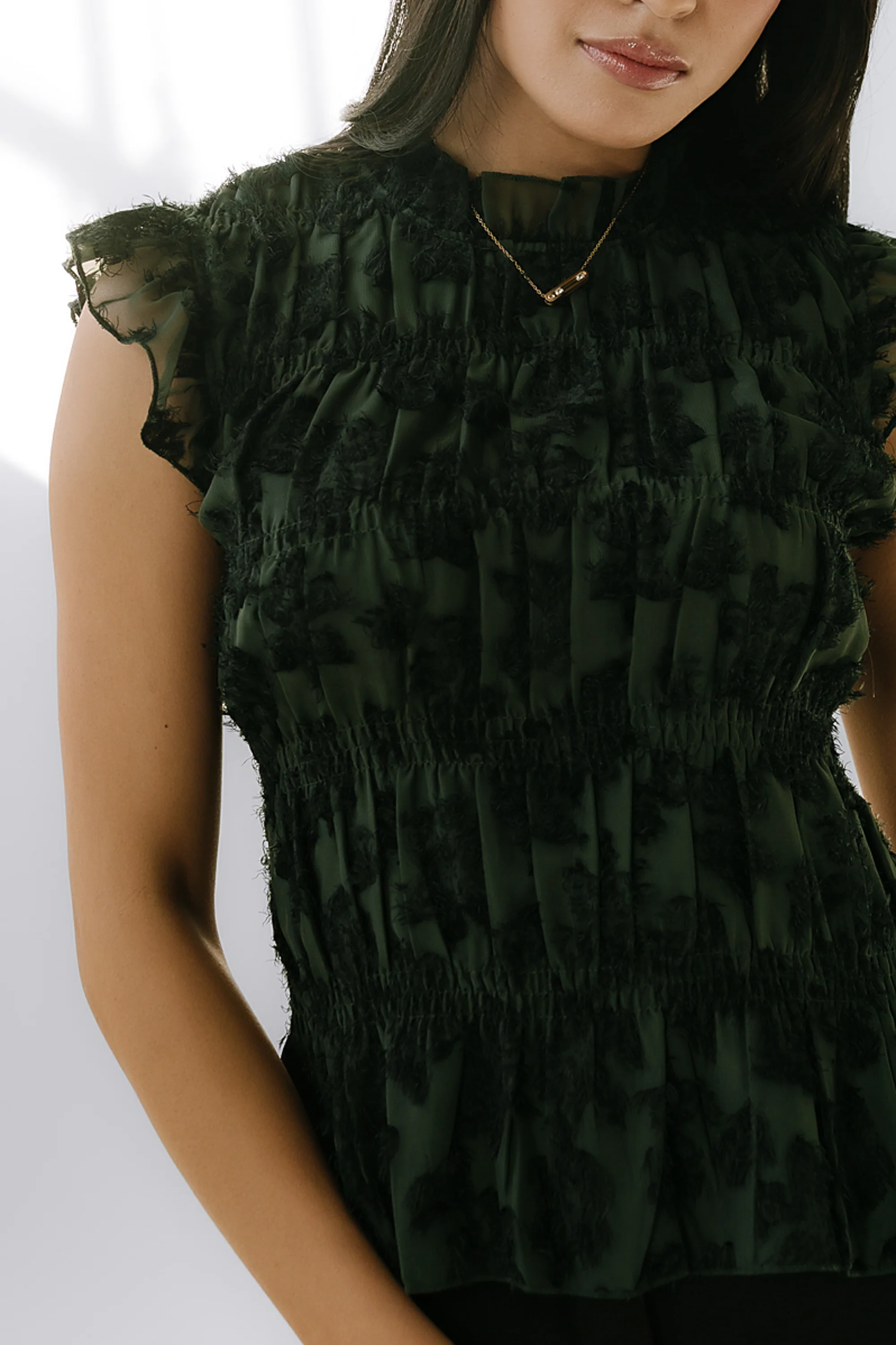 Rodney Smocked Blouse in Green - FINAL SALE - Image 3