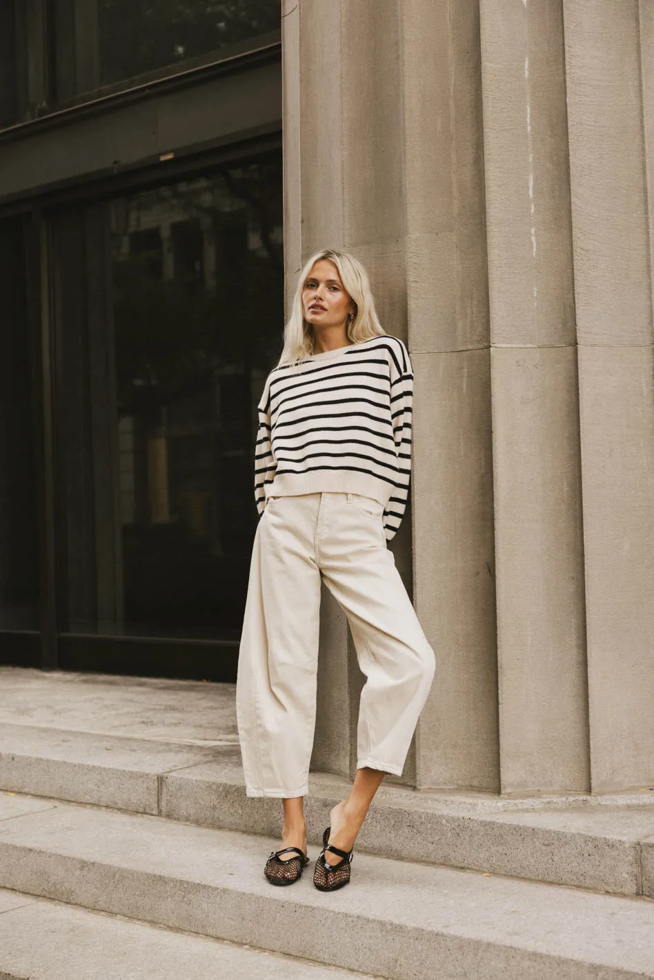Roelle Striped Sweater in Black - FINAL SALE - Image 2