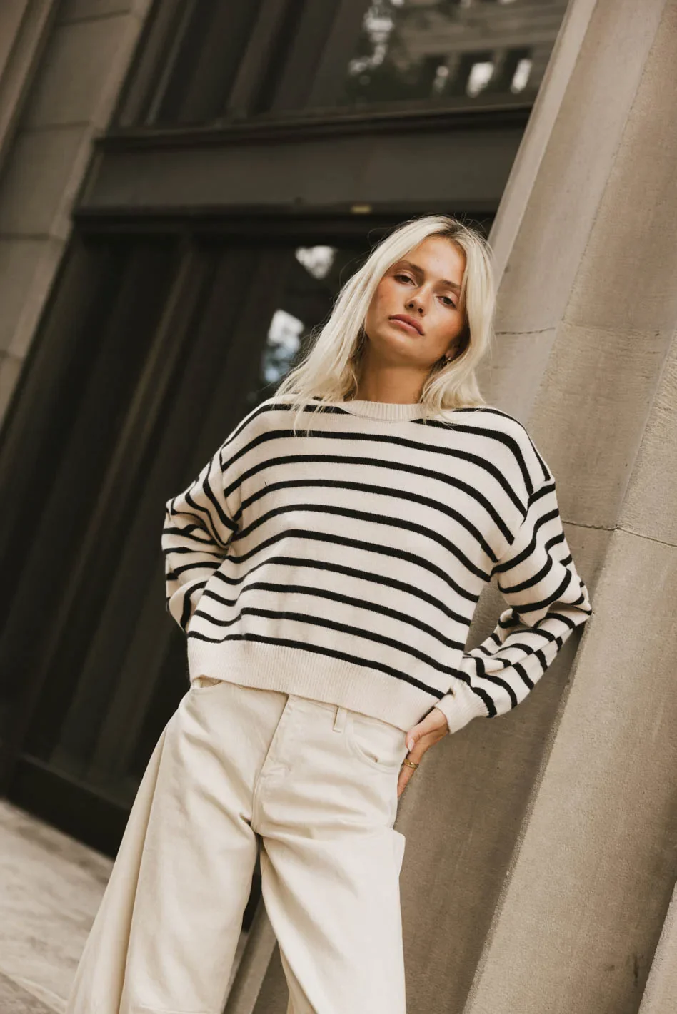 Roelle Striped Sweater in Black - FINAL SALE - Image 3