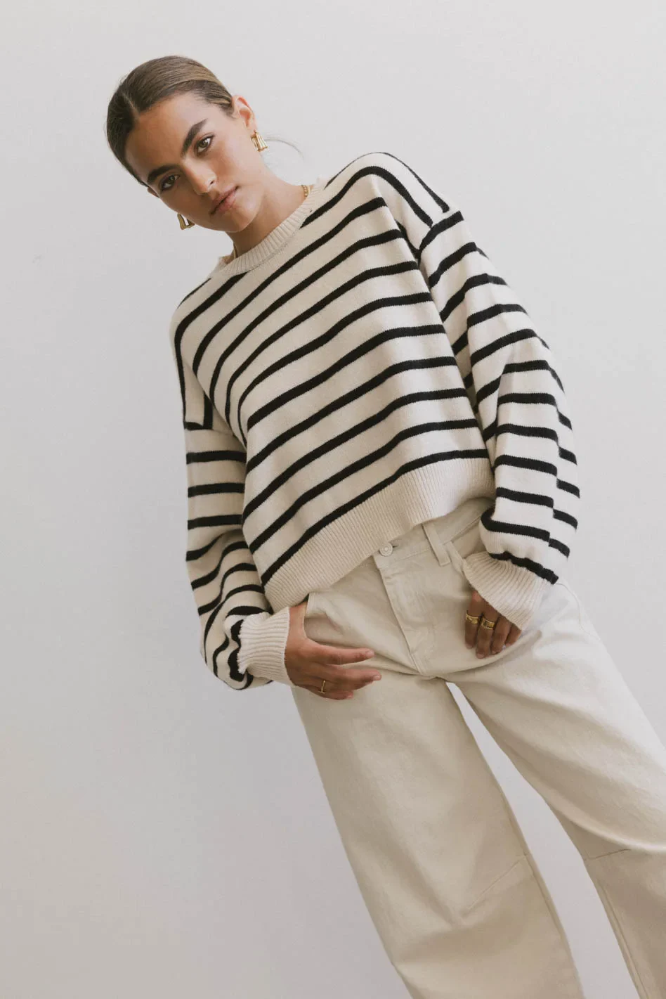 Roelle Striped Sweater in Black - FINAL SALE - Image 5