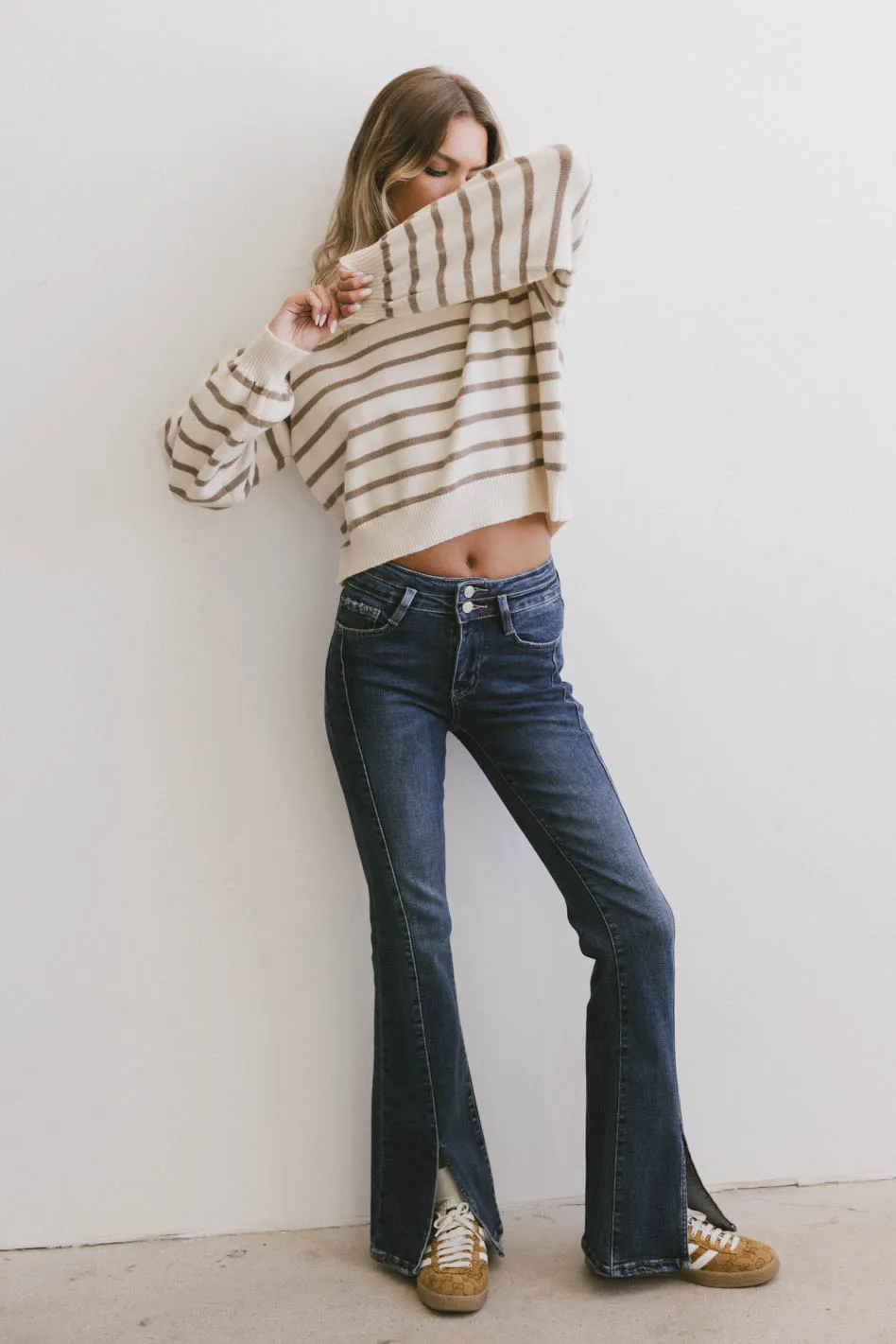 Roelle Striped Sweater in Camel - Image 4