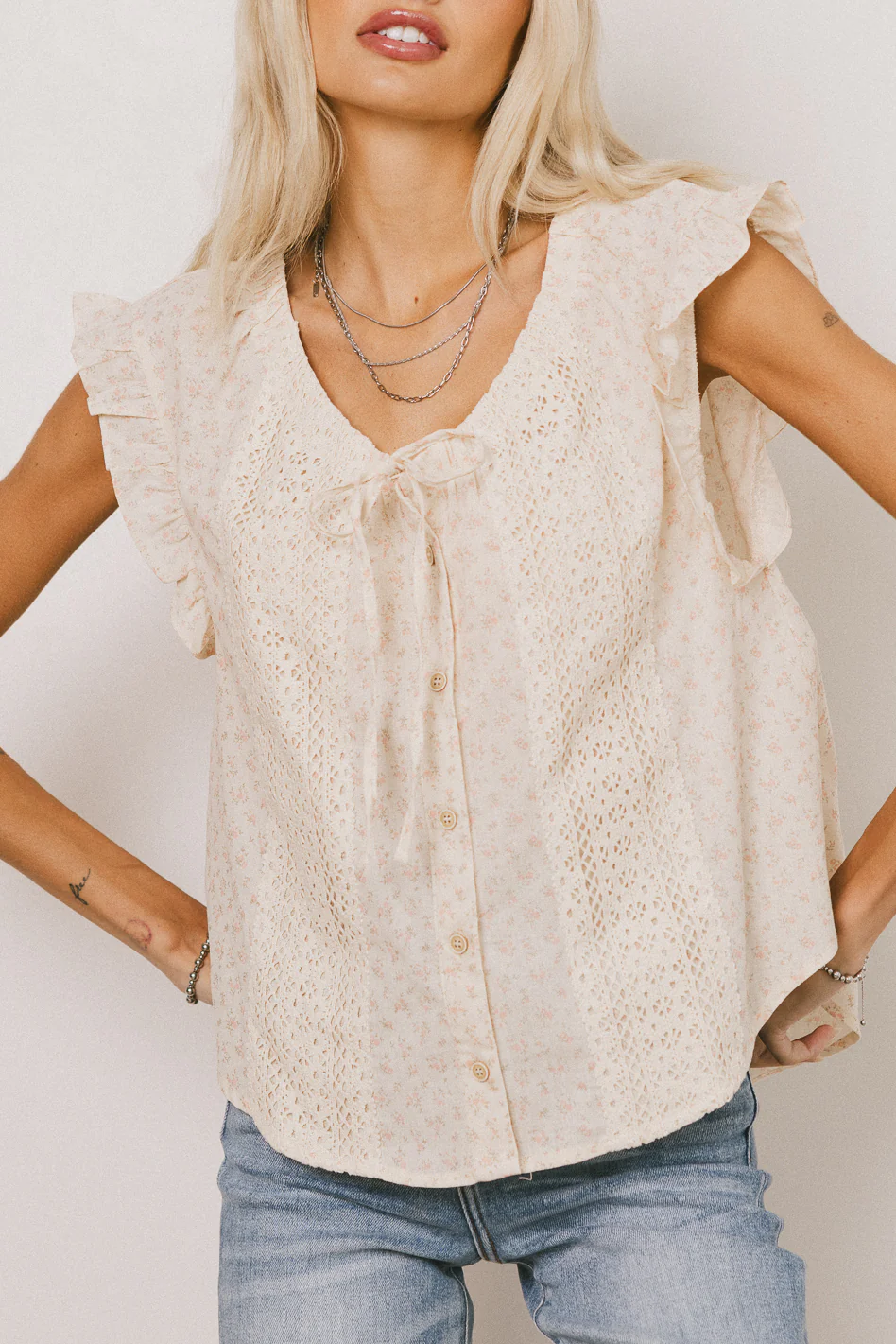 Rome Floral Blouse in Coral - FINAL SALE - Image 5