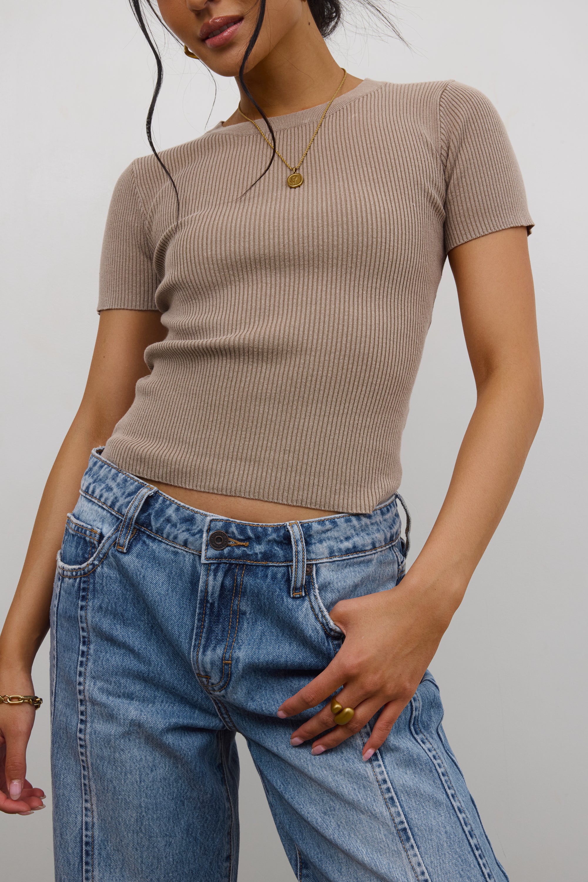 Rome Ribbed Top in Mocha - FINAL SALE - Image 3