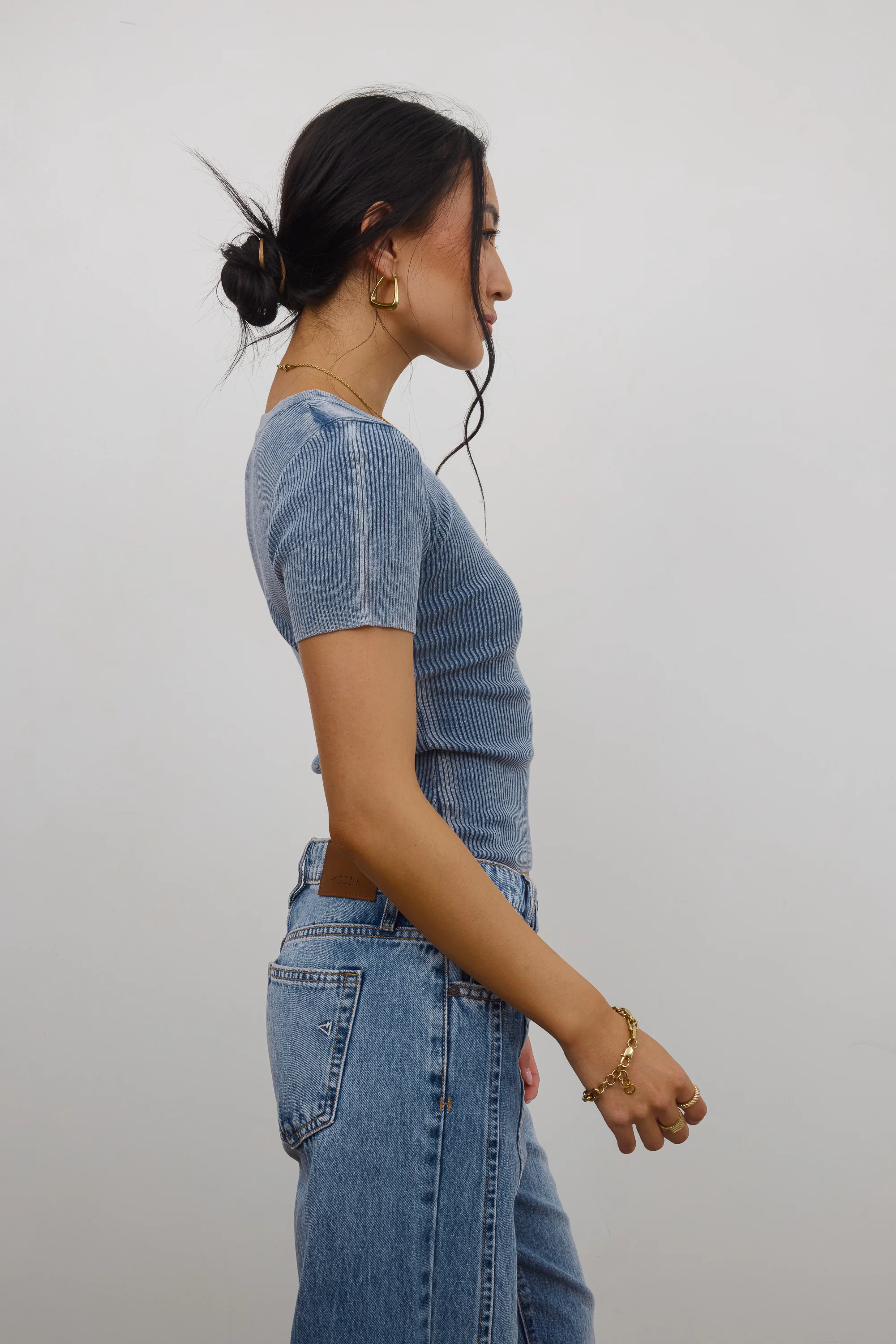 Rome Ribbed Top in Slate Blue - Image 4