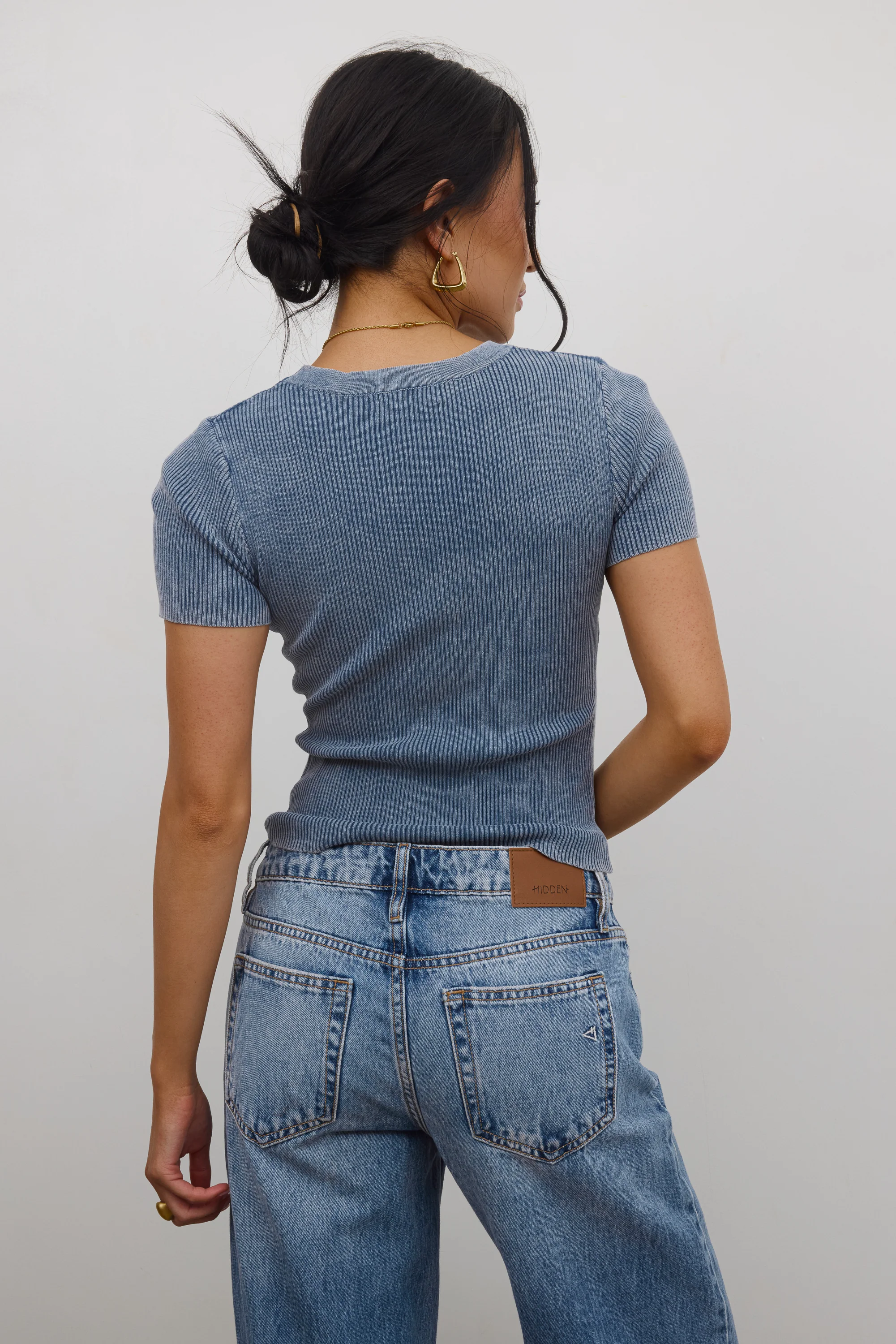 Rome Ribbed Top in Slate Blue - Image 5