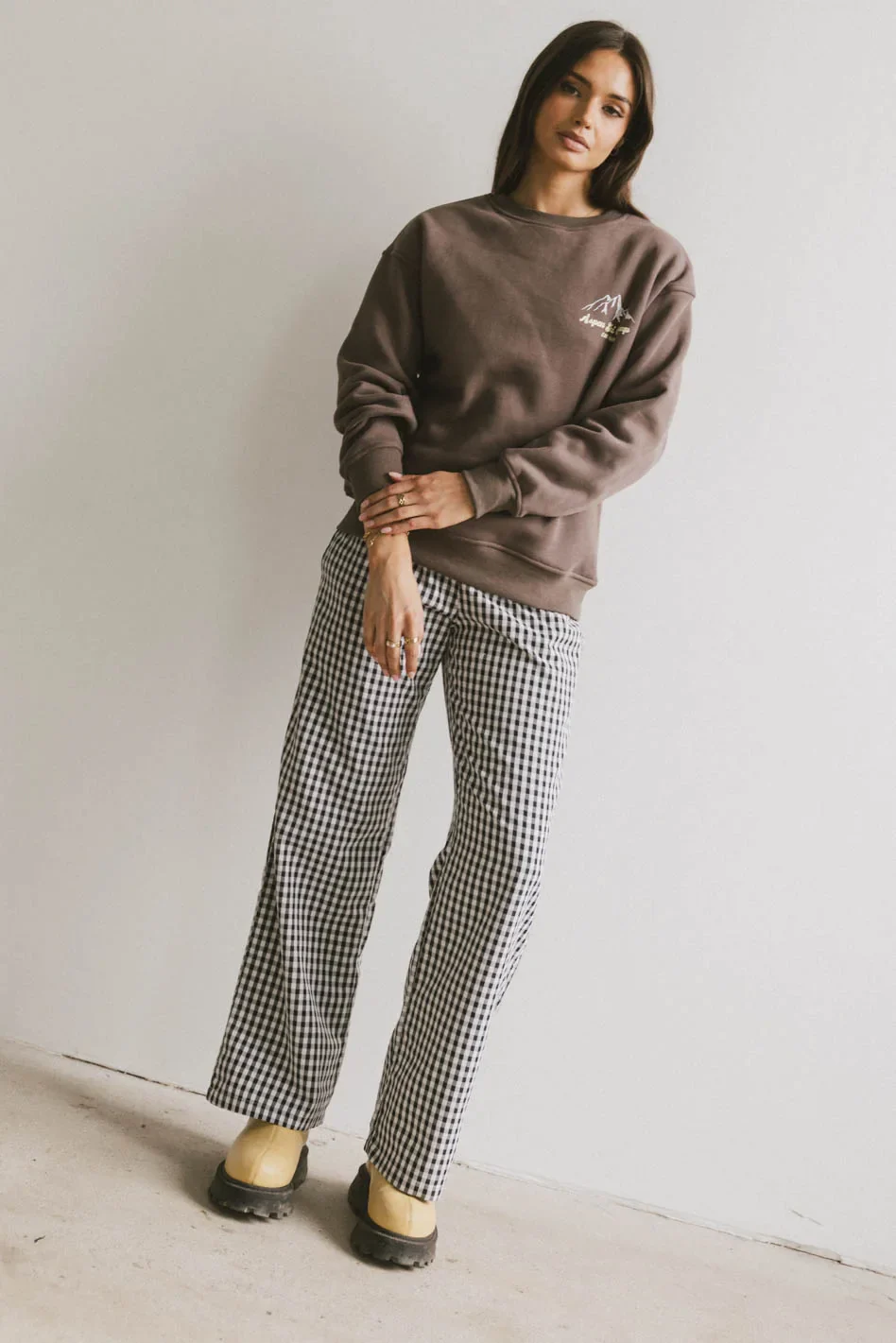 Romero Gingham Pants in Black - Image 2