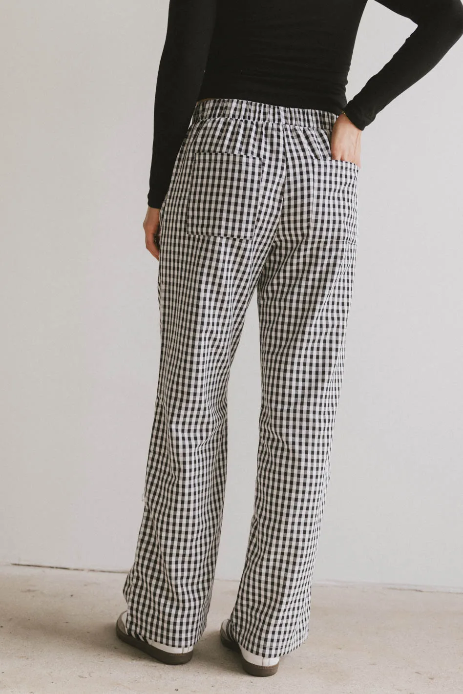Romero Gingham Pants in Black - Image 3