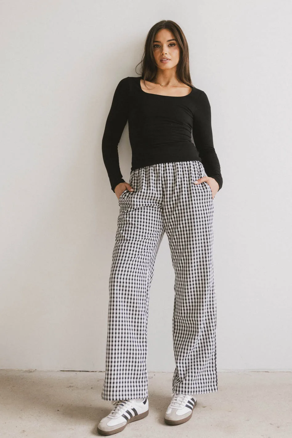 Romero Gingham Pants in Black - Image 4