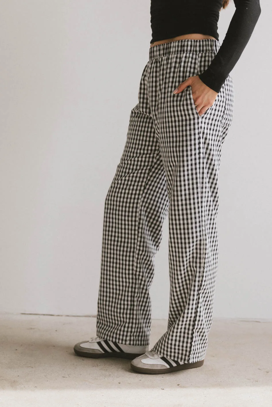 Romero Gingham Pants in Black - Image 5