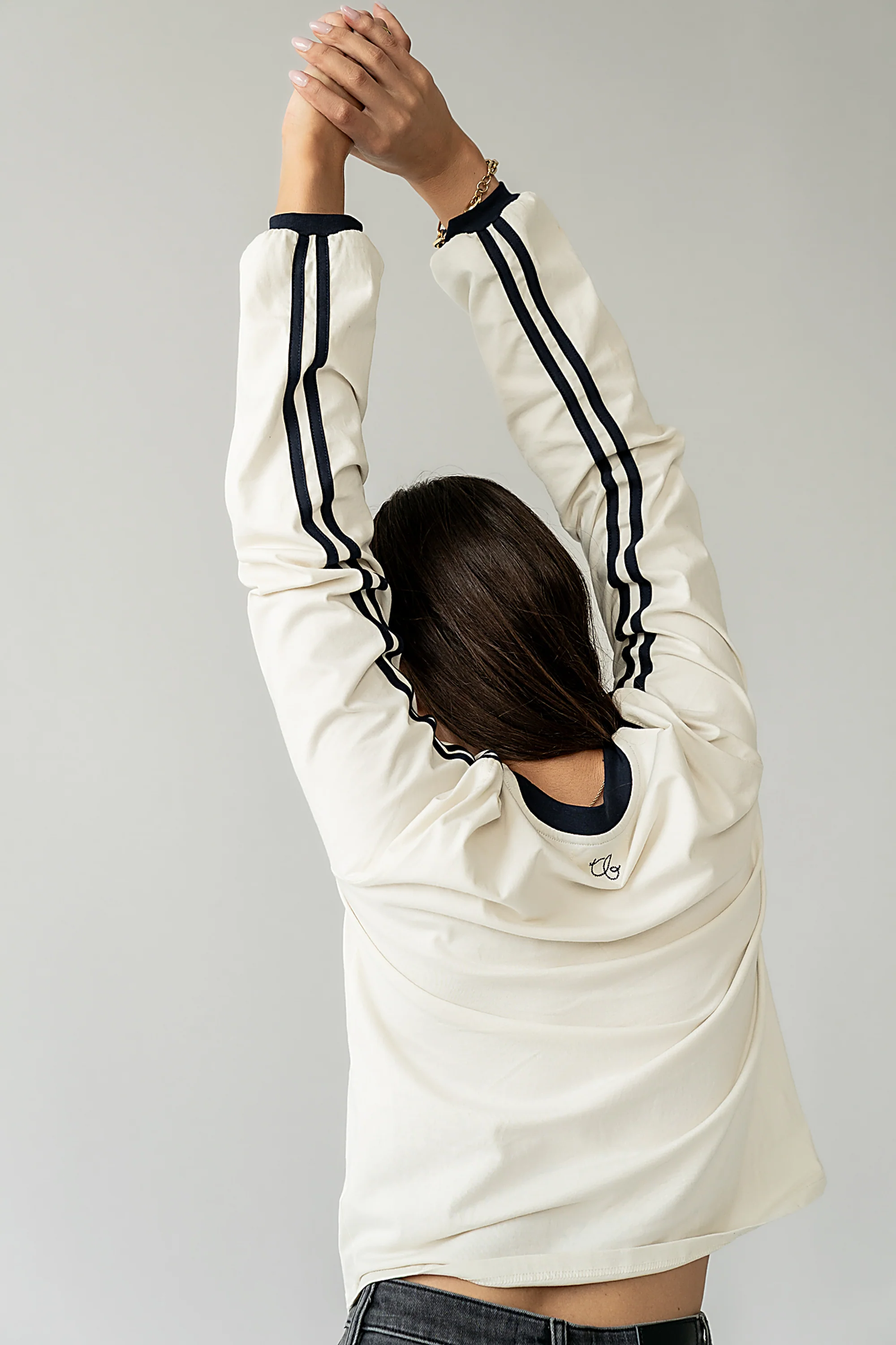 Romy Striped Top in Bone - Image 4