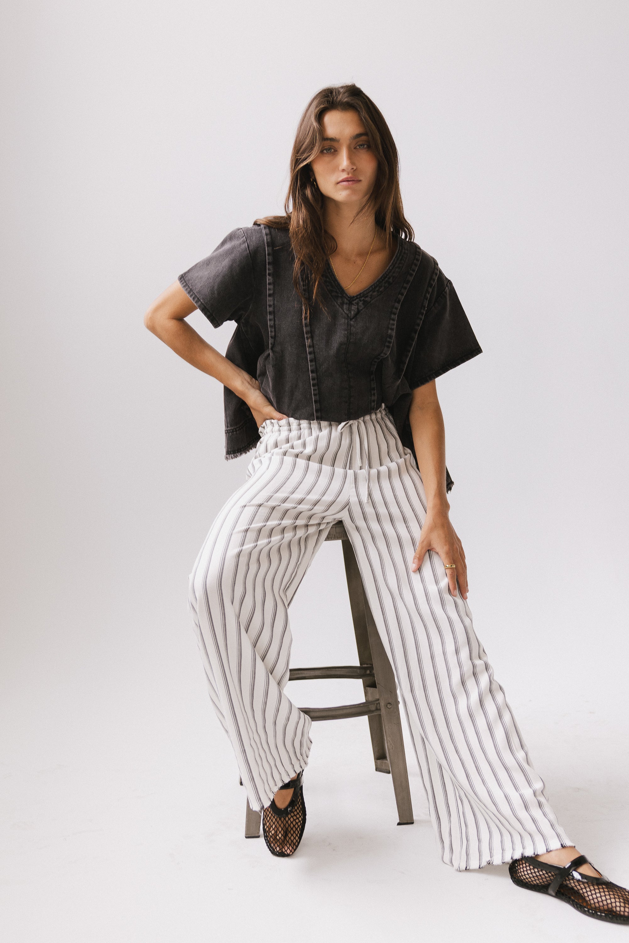 Ronan Striped Pants in White - Image 3
