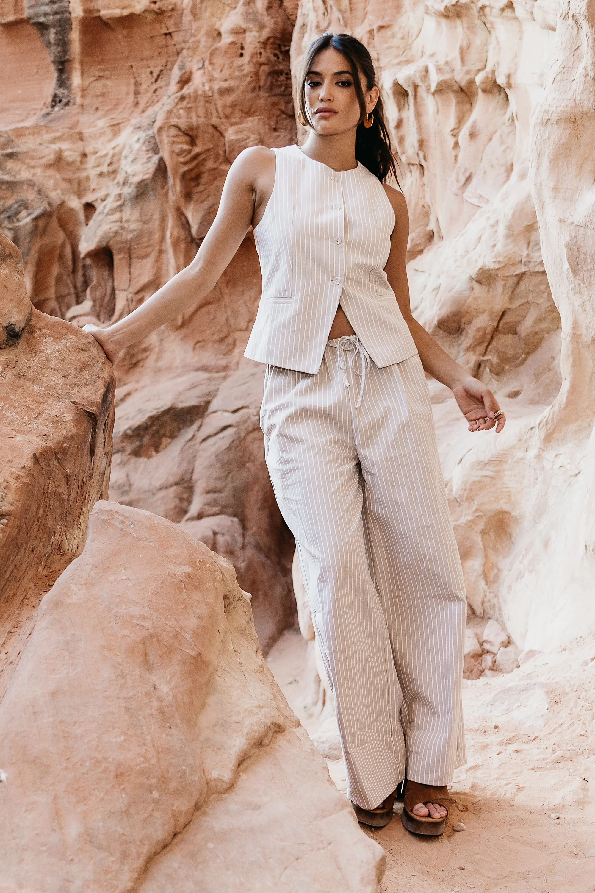 Rosa Wide Leg Pants in Taupe - FINAL SALE - Image 10