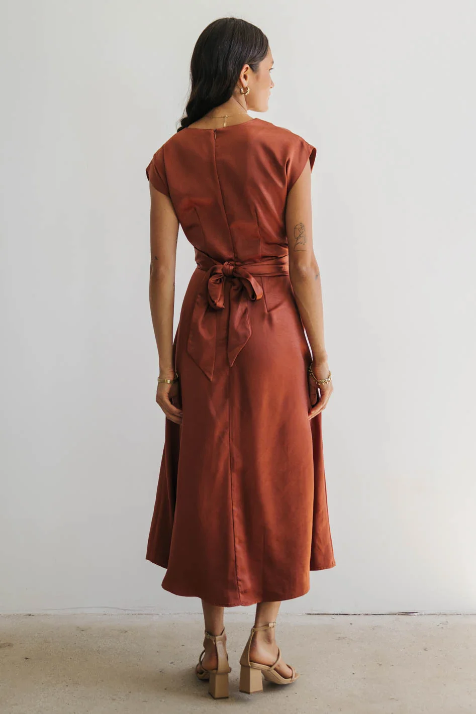 Rosalind Midi Dress in Rust - FINAL SALE - Image 5