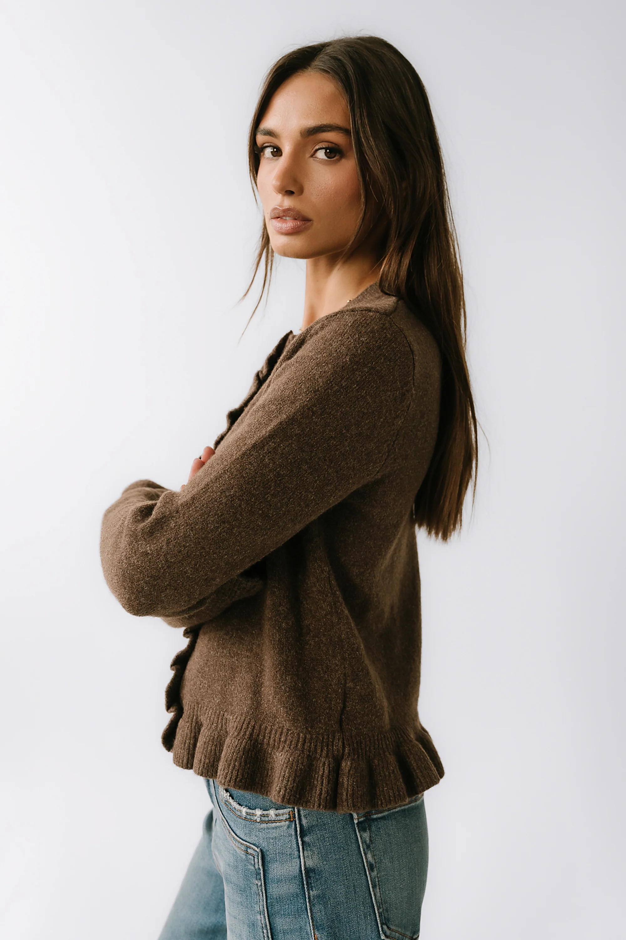Rosie Ruffle Sweater in Brown - FINAL SALE - Image 2