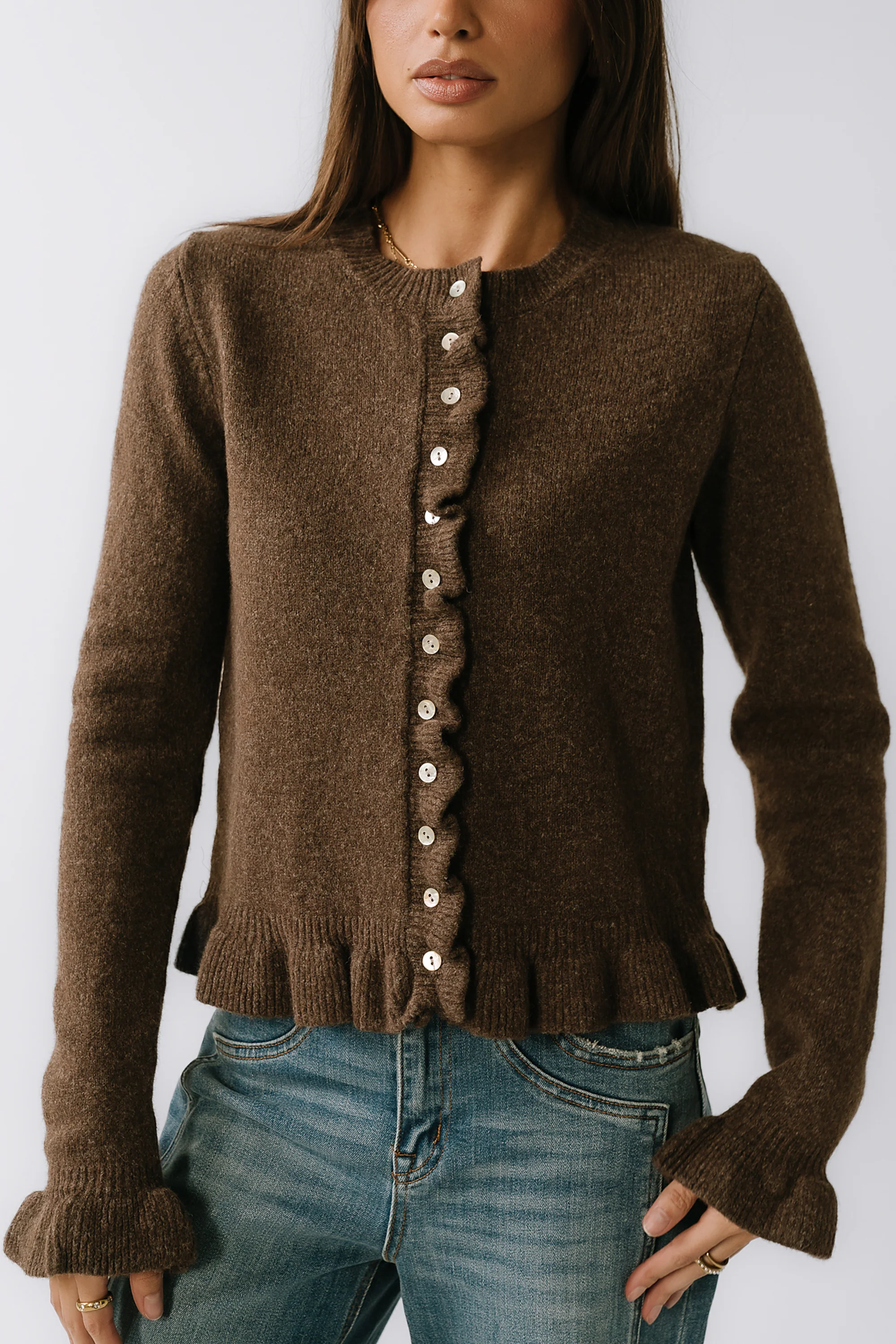 Rosie Ruffle Sweater in Brown - FINAL SALE - Image 4