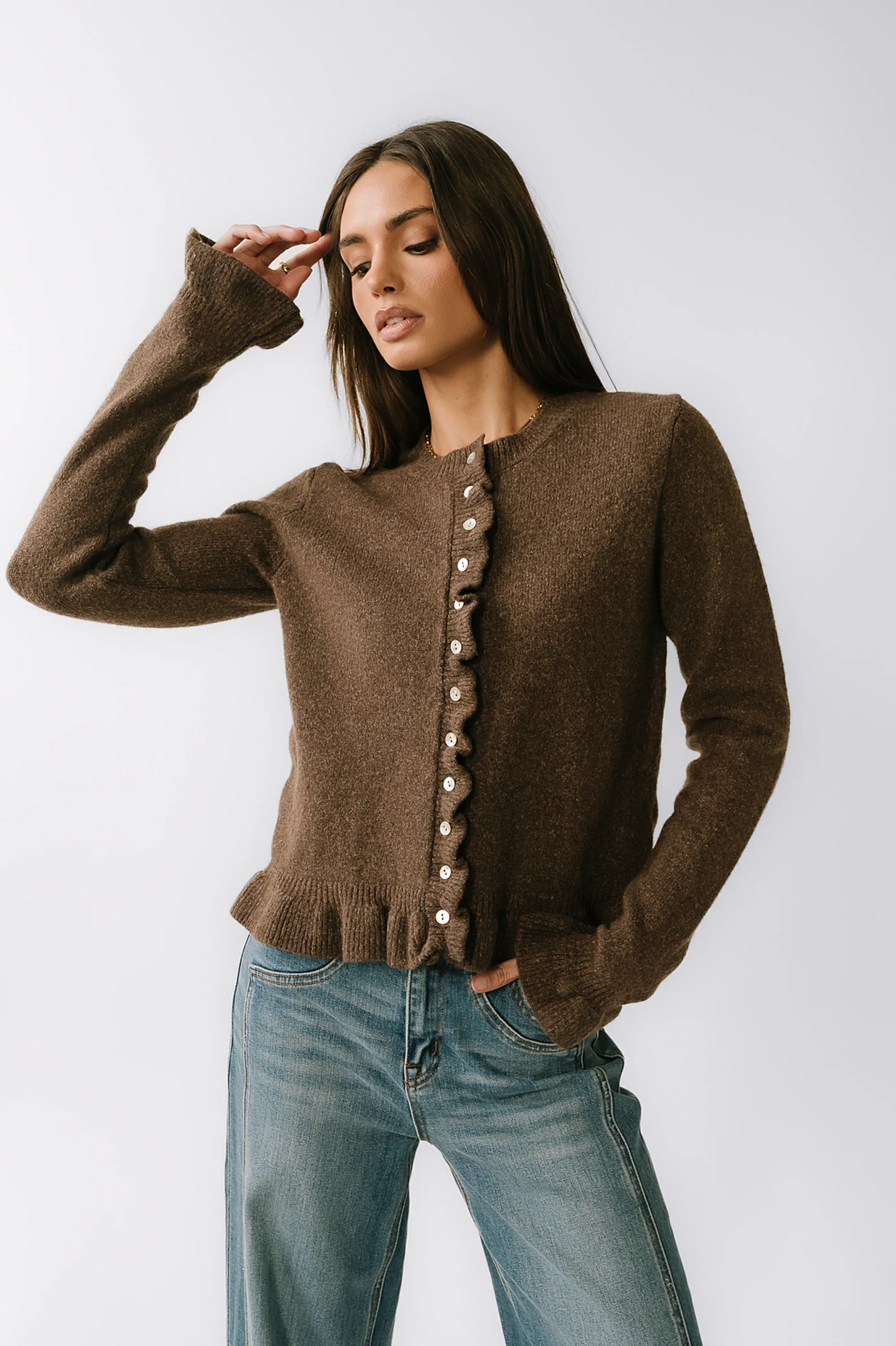 Rosie Ruffle Sweater in Brown - FINAL SALE - Image 5