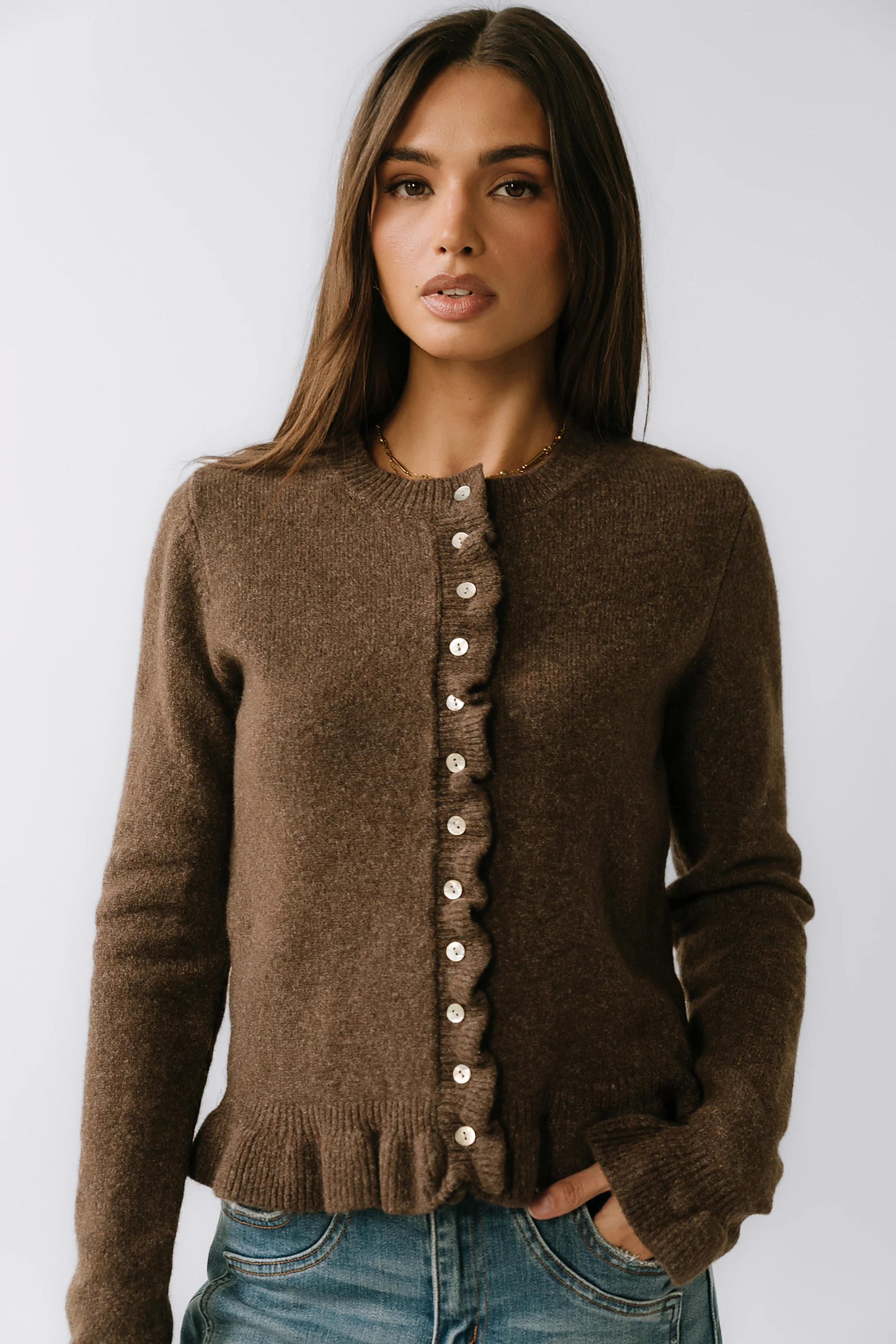 Rosie Ruffle Sweater in Brown - FINAL SALE - Image 6