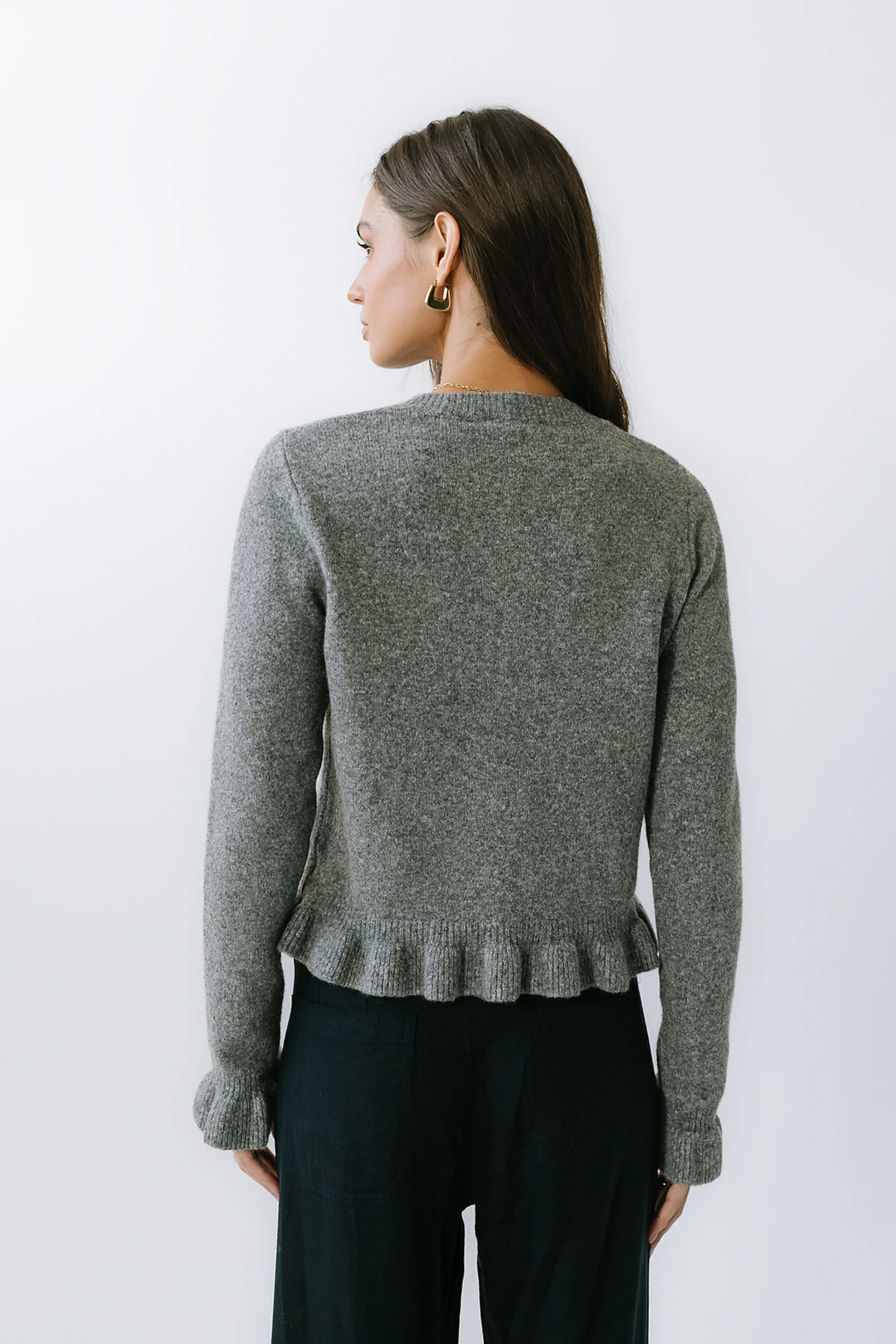 Rosie Ruffle Sweater in Heather Grey - FINAL SALE - Image 5