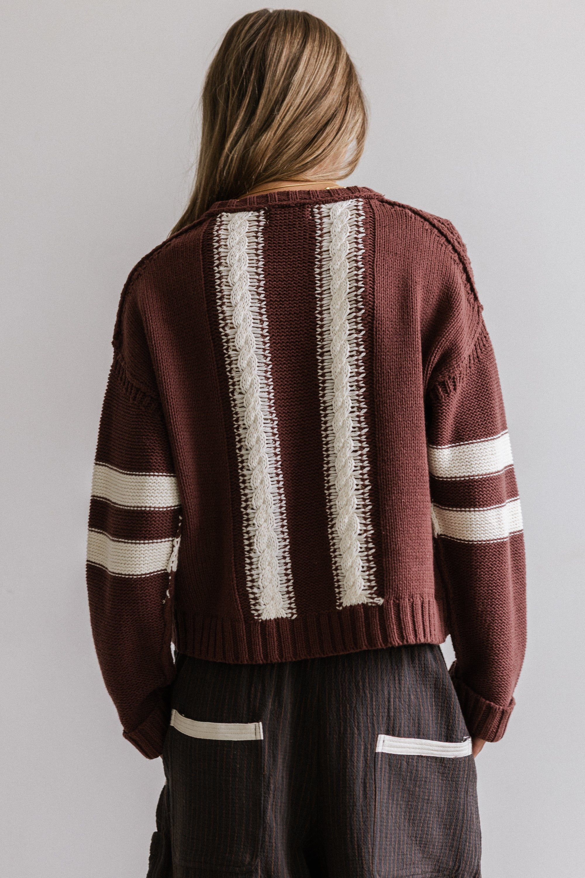Route Cable Knit Sweater in Red-Brown - FINAL SALE - Image 2